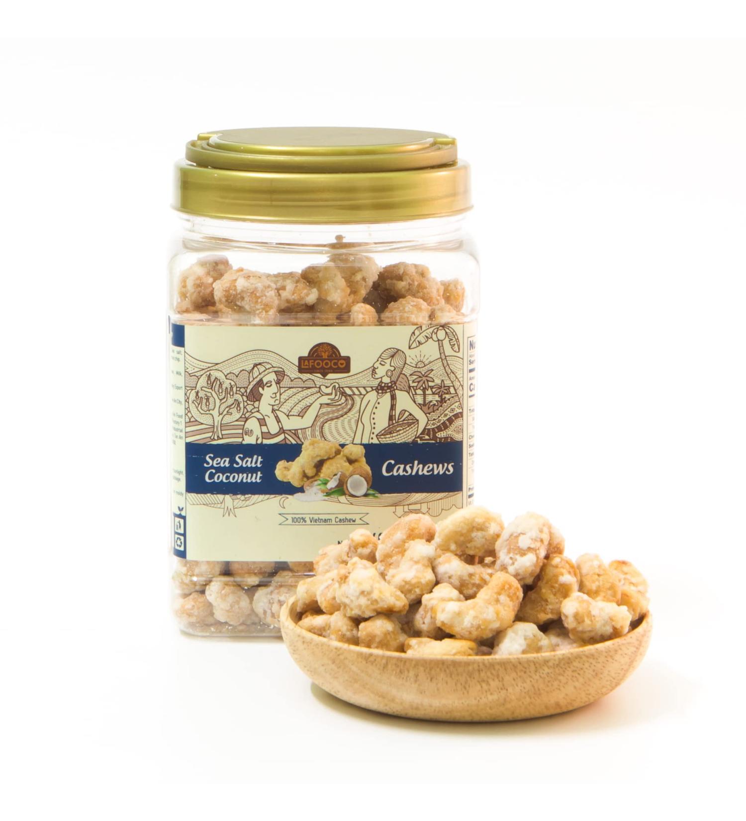 LAFOOCO Sea Salt Coconut Cashews - Premium Lightly Sea Salted Cashews with Coconut Flakes, 14.1 oz - Nutrient-Rich, High Protein Snack - Perfect Gift for Celebration and Holiday - Buy Online on GoSupps.com