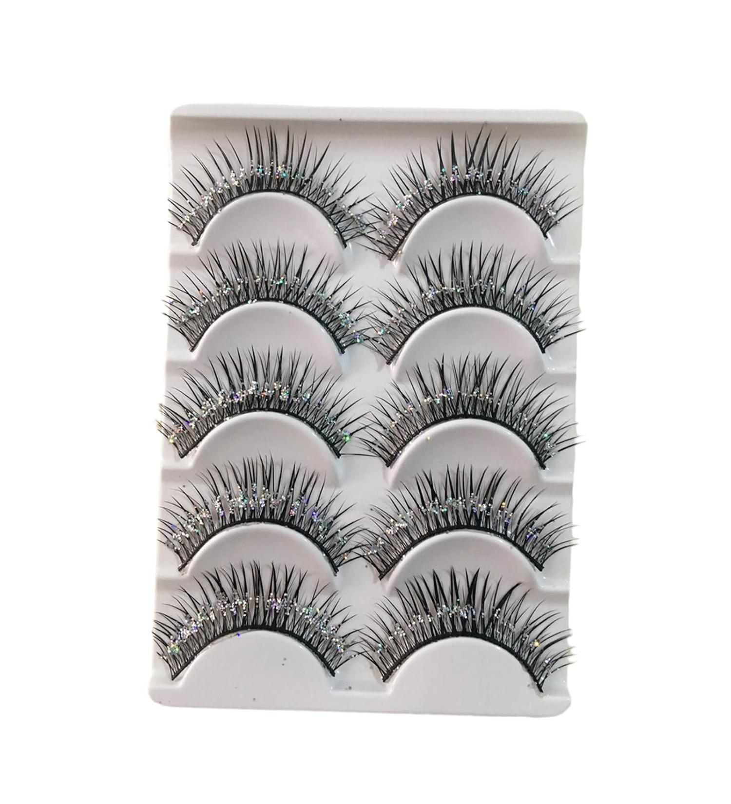 YOXIER Super Soft False Eyelashes Girls 5 Pairs/set Glitter Sequins Dramatic 3d Wispy Curly Fluffy Reusable Women Fake Lashes Stage Performance Party Makeup Black - Buy Online on GoSupps.com