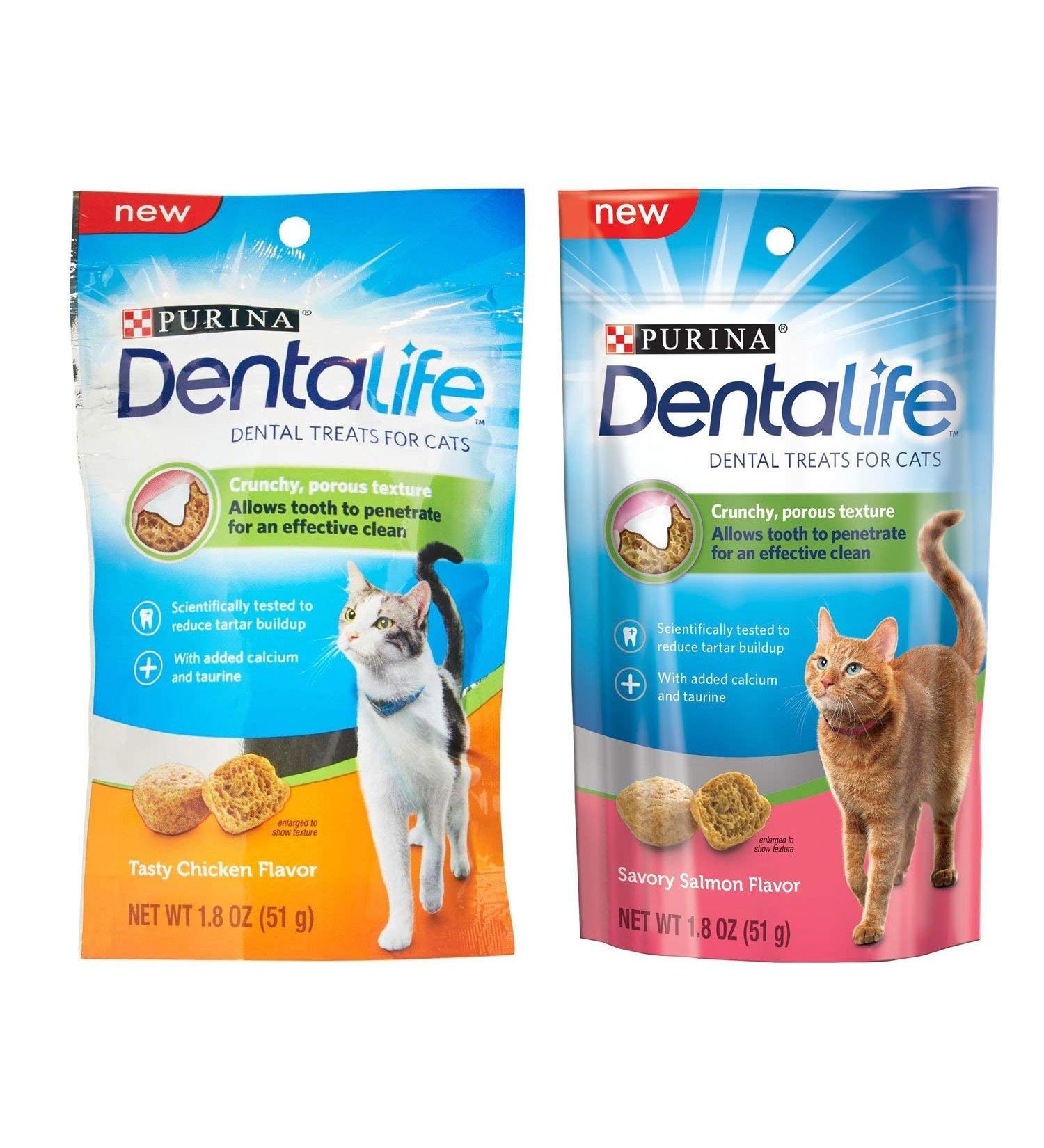 Purina Dentalife Dental Treats For Cats Bundle Savory Salmon And Tasty Chicken - Buy Online on GoSupps.com