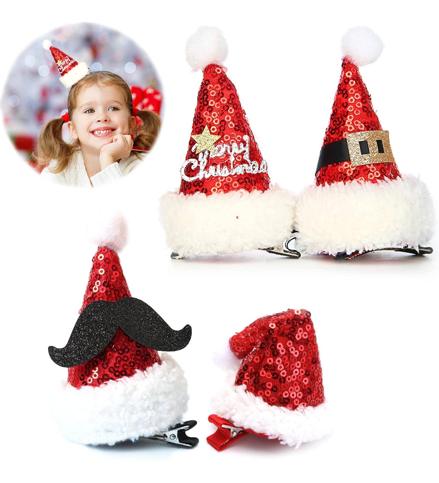 Behon 4-Piece Christmas Hair Clips for Kids | Novelty Hat Motif | Perfect for Holiday Parties - Buy Online on GoSupps.com