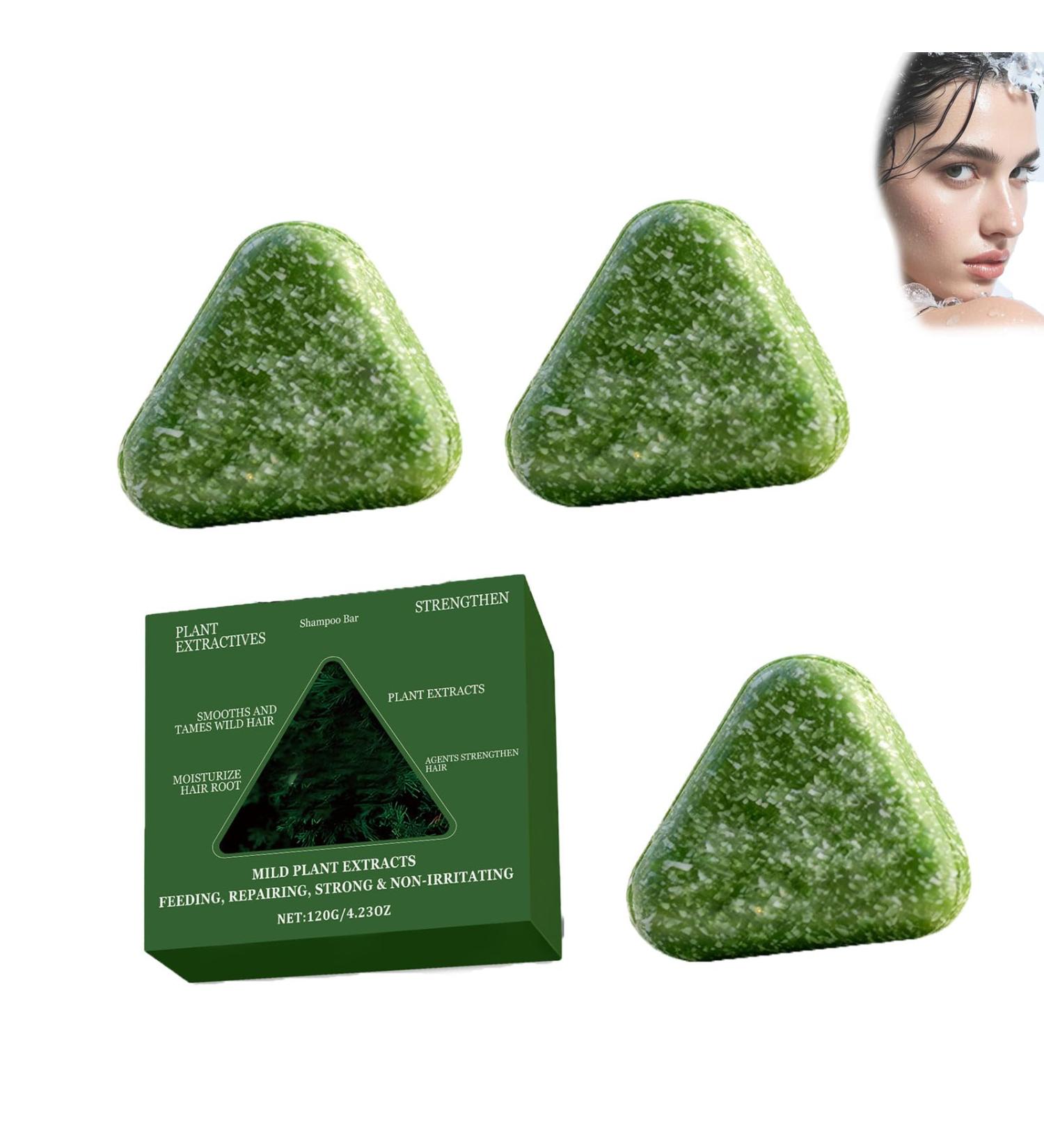  ZLHHRZJX Nature Triangle Shampoo Bar: Strengthens and smoothes hair. Natural vegetable soap. Firm shampoo and conditioner for all hair types. Suitable for men and women. (3 pieces) - Buy Online on GoSupps.com