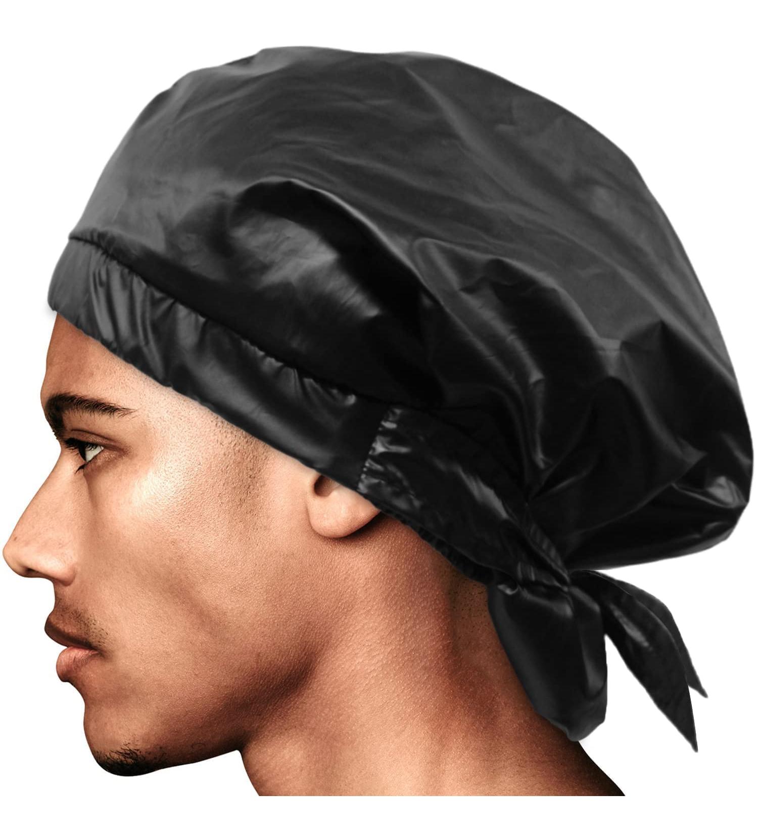 HAVHAF Dapper Men Shower Cap (Black XL) - Waterproof & Reusable - Extra Large Cap for Braids & Long Hair - Perfect Gift for Men - Buy Online on GoSupps.com