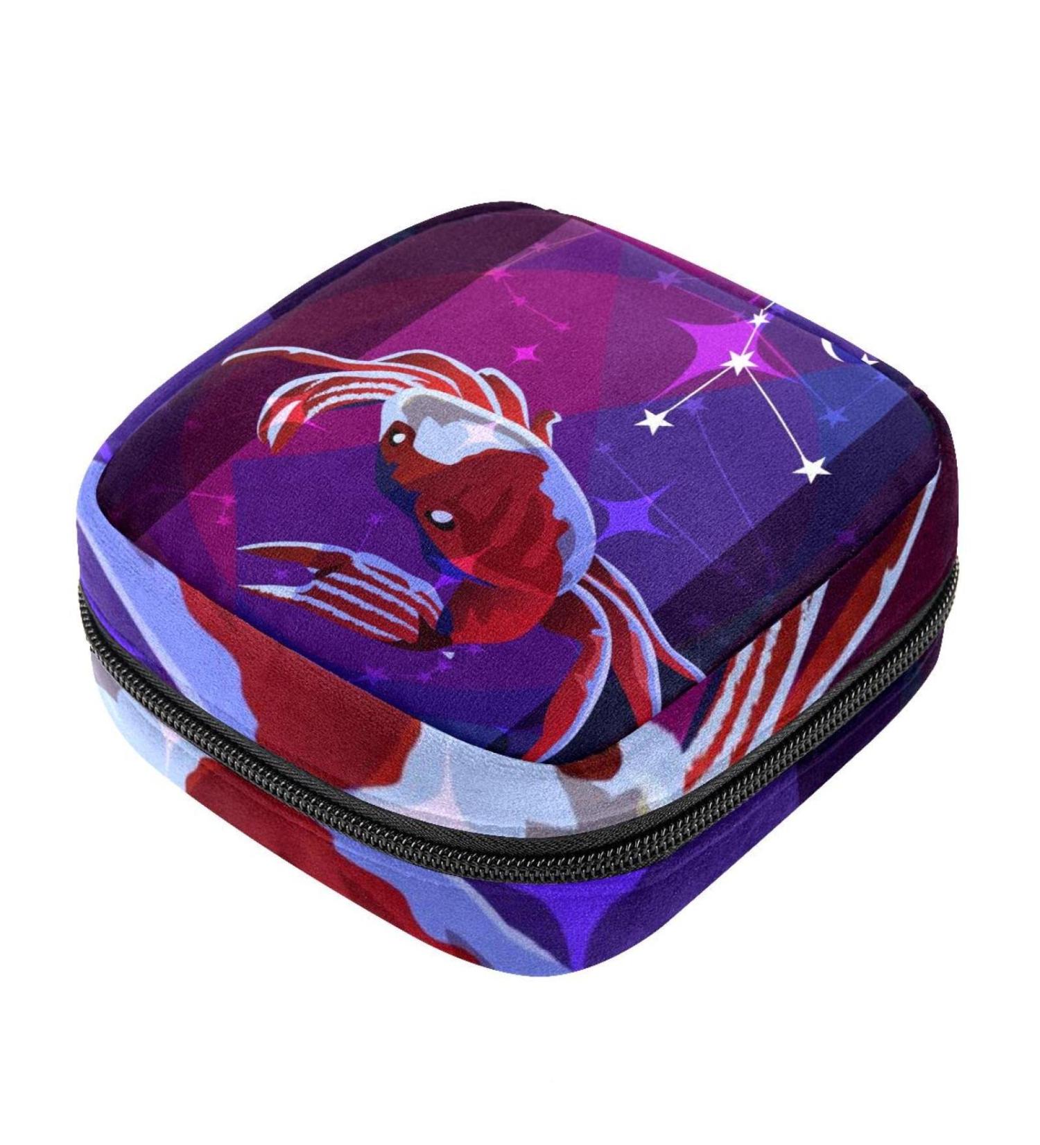 Buy Menstruation Pad Bag with Zipper - Women's Napkin & Tampon Bag - Zodiac Cancer Design - Stylish Durable & Practical Collection for Women & Girls - Buy Online on GoSupps.com