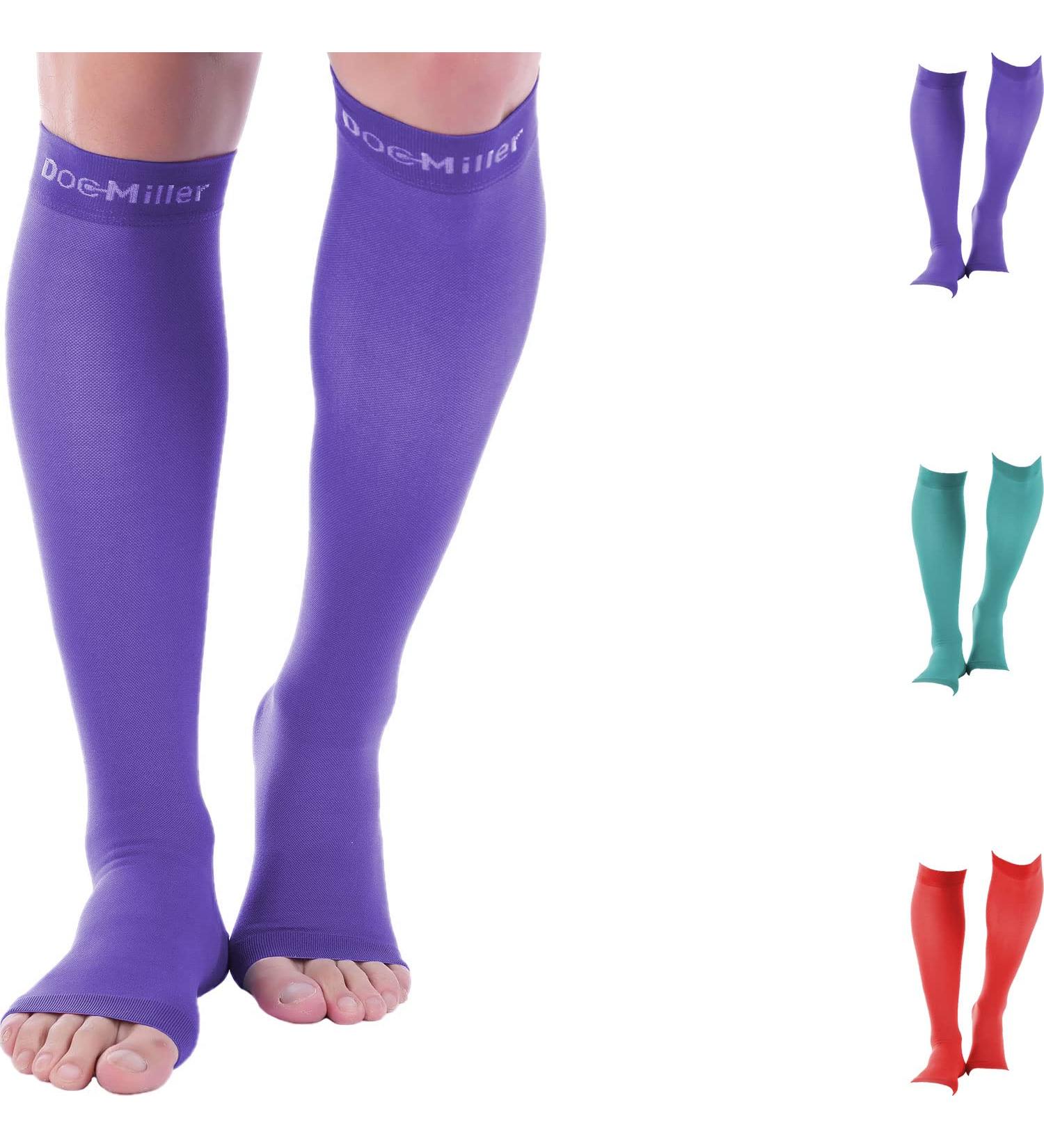 Doc Miller Open Toe Compression Socks - 20-30mmHg Support - Violet - X-Large - Buy Online on GoSupps.com