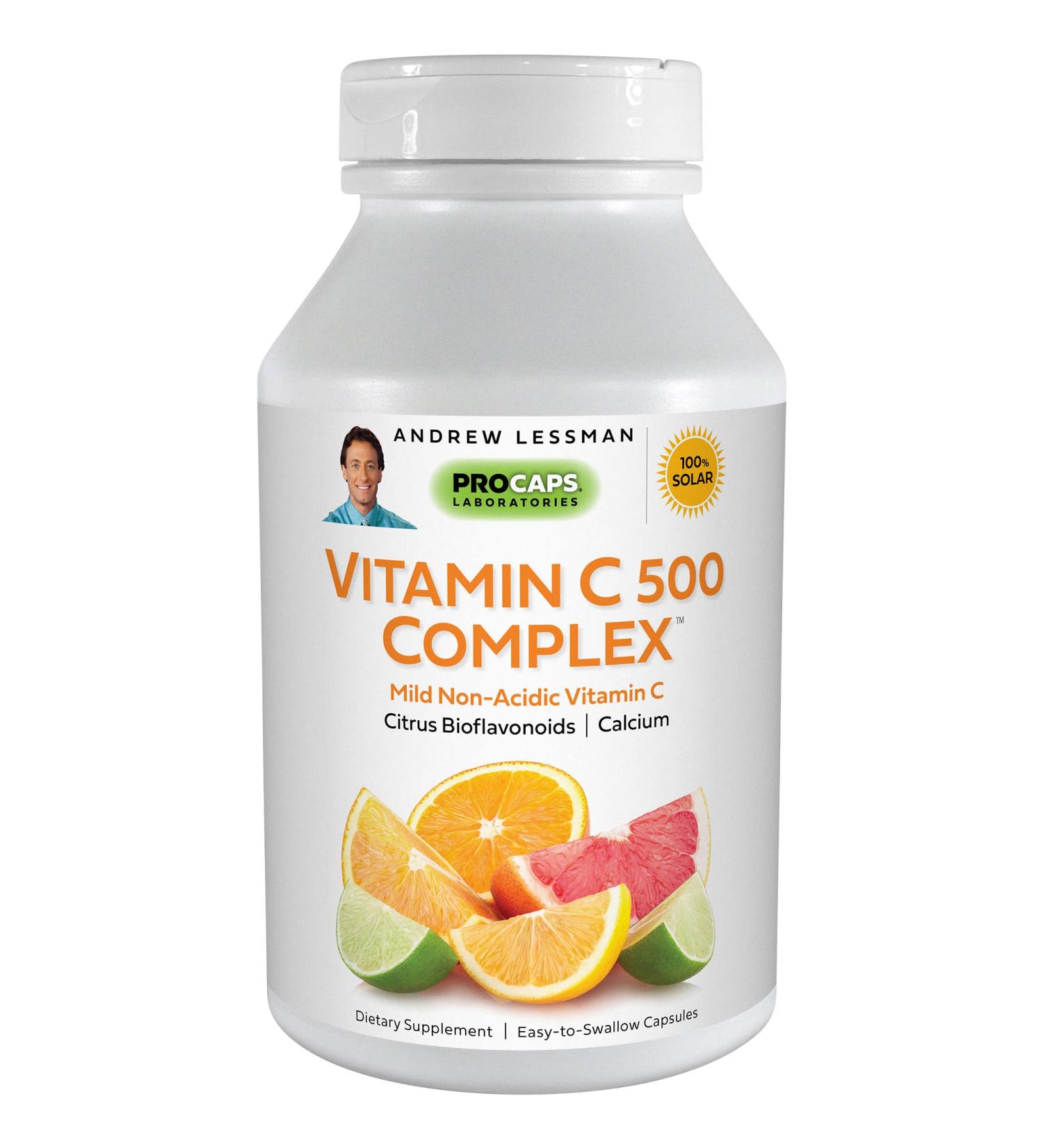 ANDREW LESSMAN Vitamin C 500 Complex 60 Capsules - Non-Acidic Immune Support with Citrus Bioflavonoids - Anti-Oxidant Formula - Easy to Swallow, No Stomach Upset - 60 Count - Buy Online on GoSupps.com