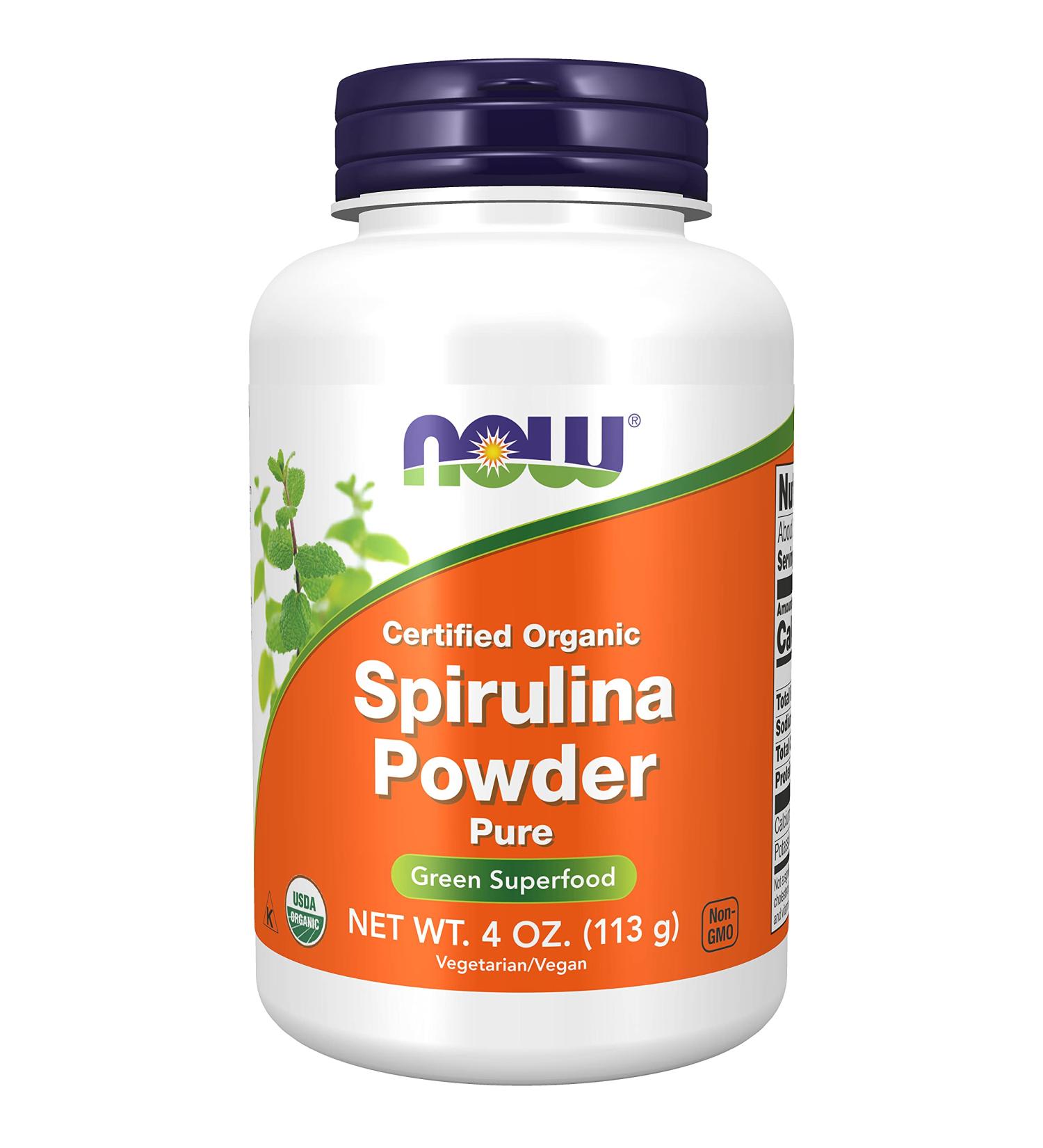 NOW Certified Organic Spirulina Powder - Rich in Beta-Carotene & B-12 - 4 oz - Buy Online on GoSupps.com