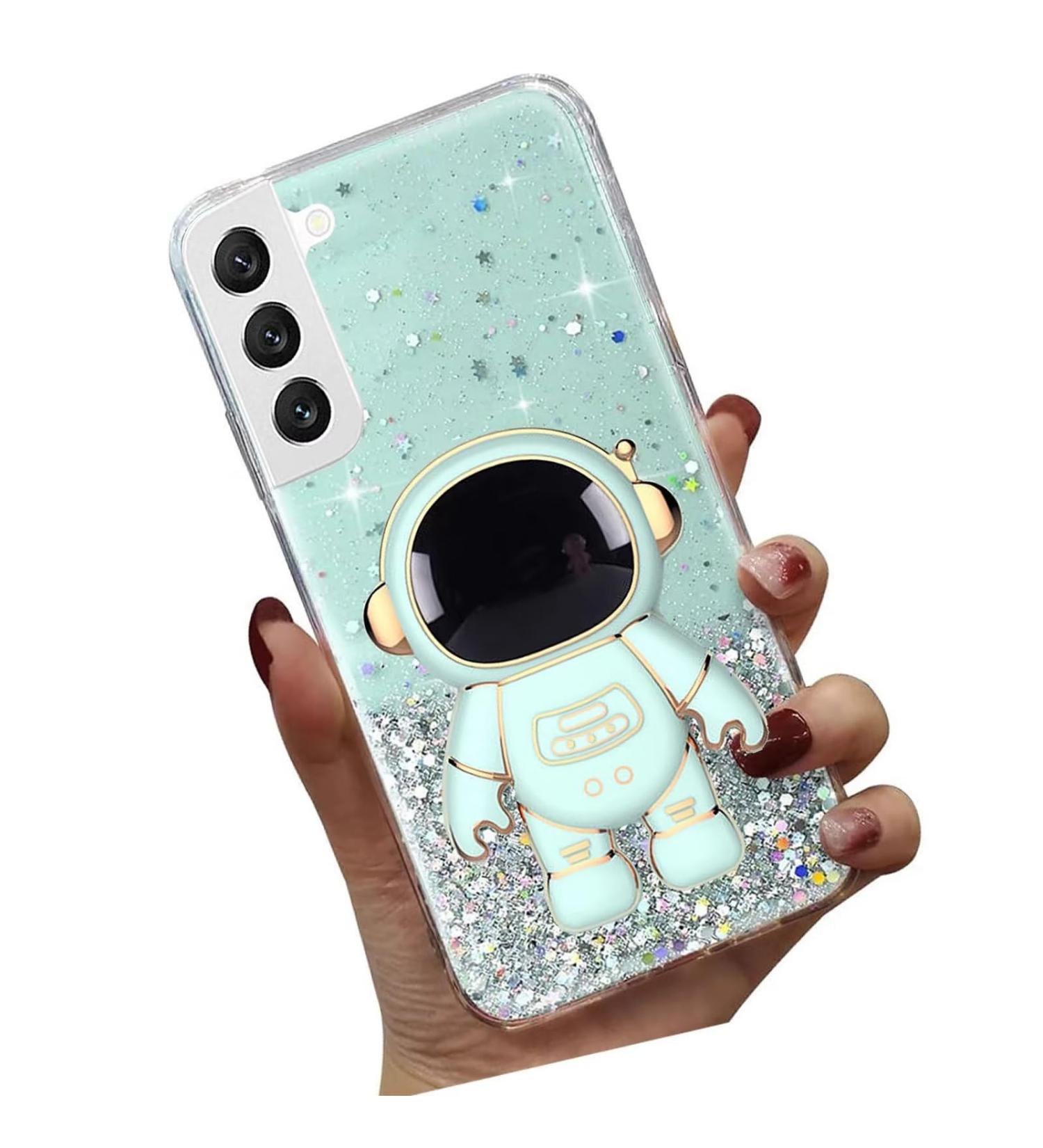Tivenfezk Nadoli Samsung Galaxy S21 Case - Astronaut Hidden Stand Glitter Soft Silicone Protective Cover - Bling Transparent Green Shell - Buy Online on GoSupps.com
