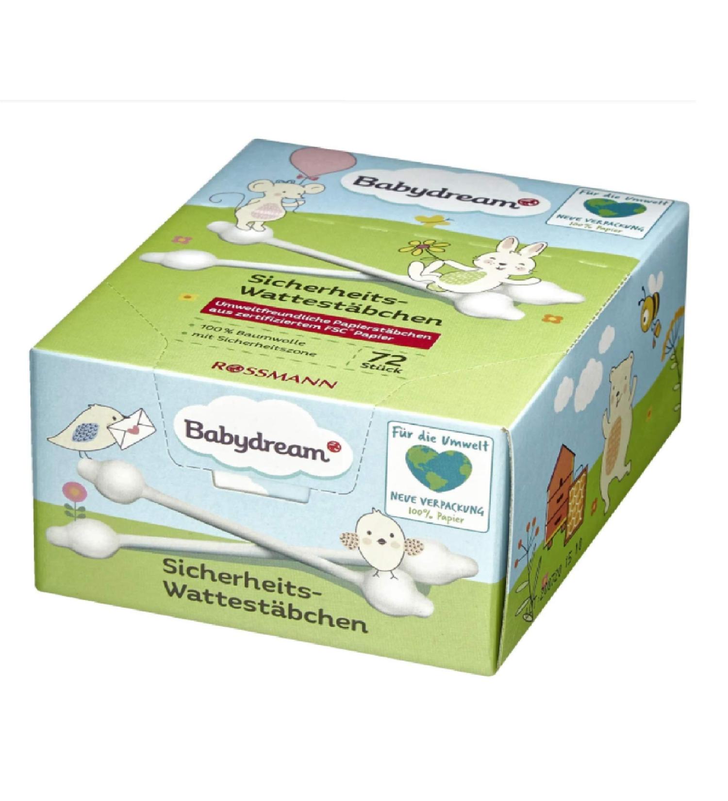 Babydream safety cotton buds 72 pieces 100% cotton with safety zone