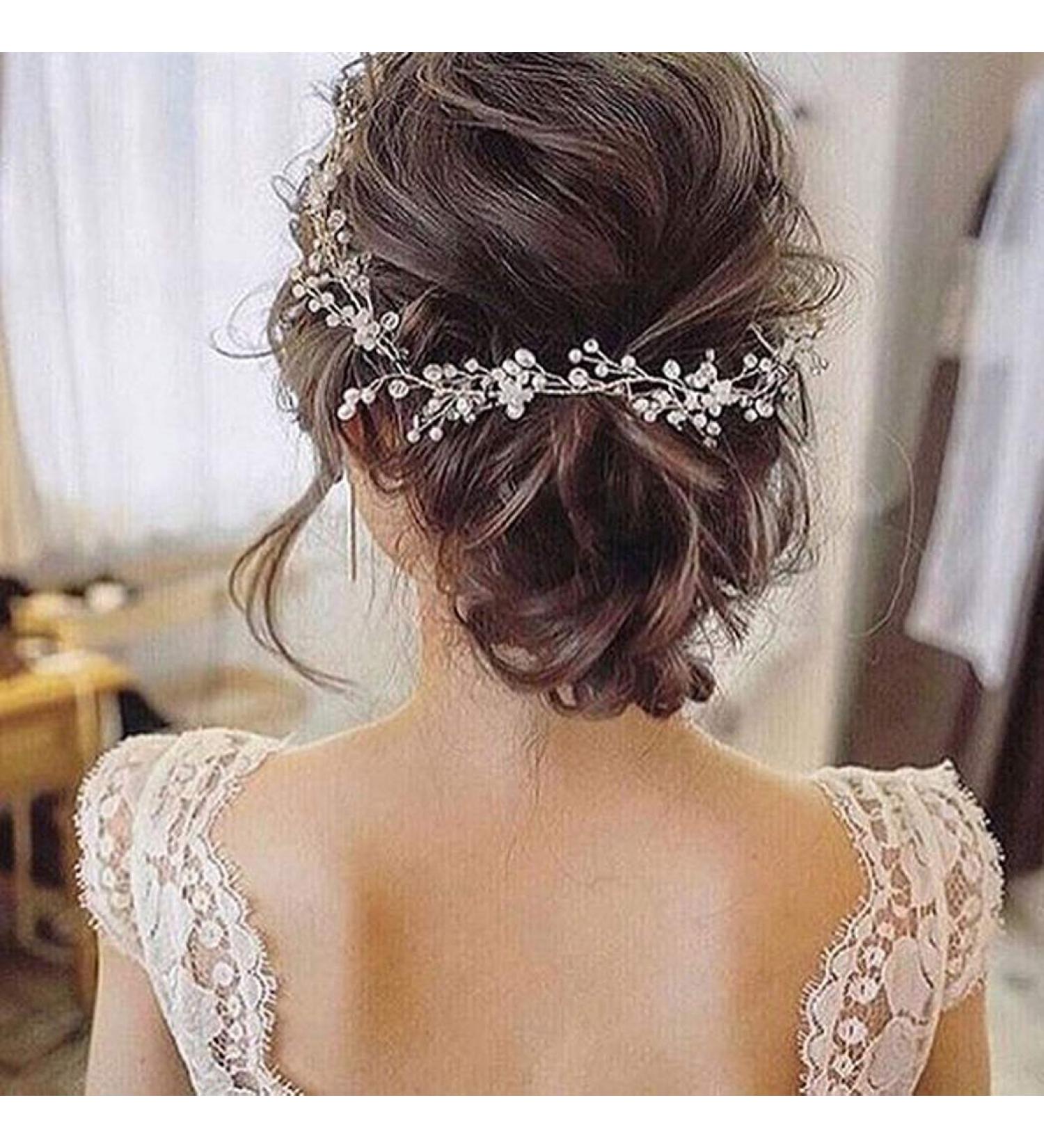JAKAWIN Bride Wedding Pearl Hair Vine Rhinestone Hair Piece - Bridal Hair Accessories for Women and Girls - 50 cm (19.69 inch) - Buy Online on GoSupps.com