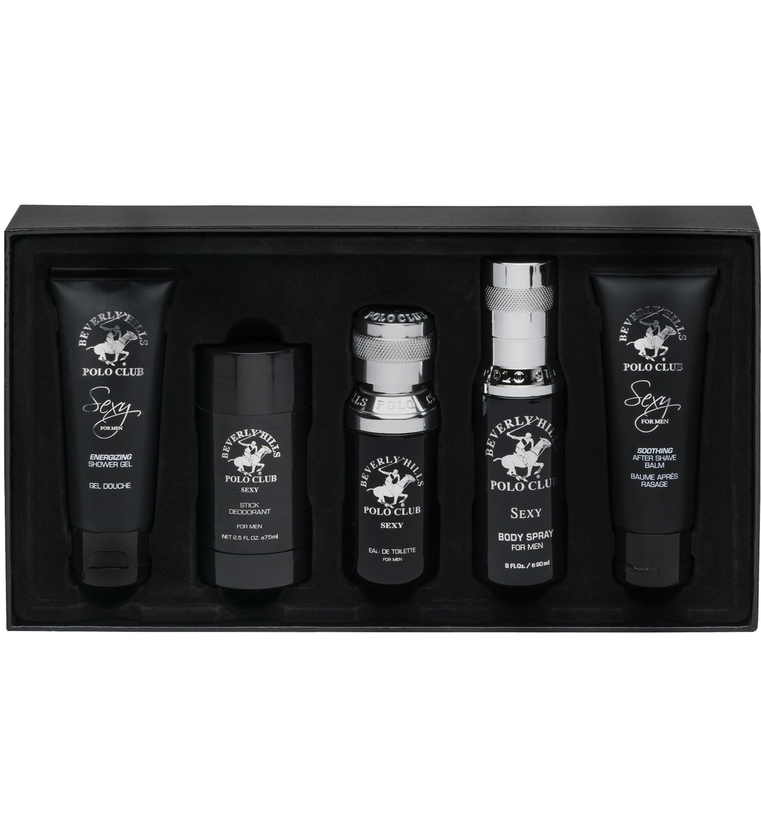 Beverly Hills Polo Club BHPC 5 Piece Men's Collection includes Eau De Toliette Deodorant Body Spray After Shave & Shower Gel (Sexy)