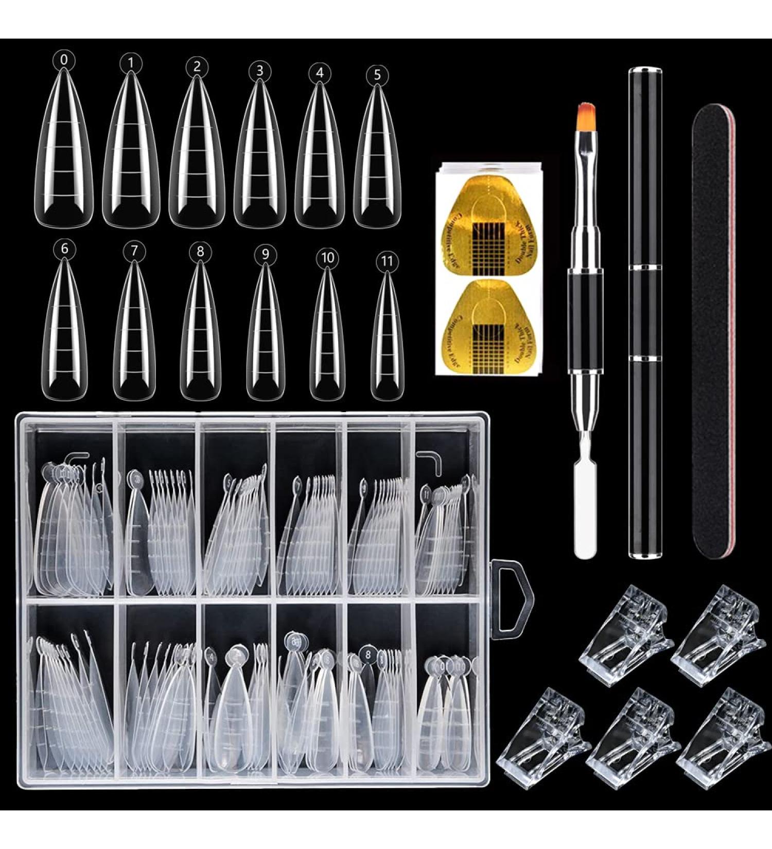 120Pcs Stiletto Shape Nail Dual Forms for Polygel with Nail Forms Stickers, Brush, and File - Pack of 1 - Buy Online on GoSupps.com