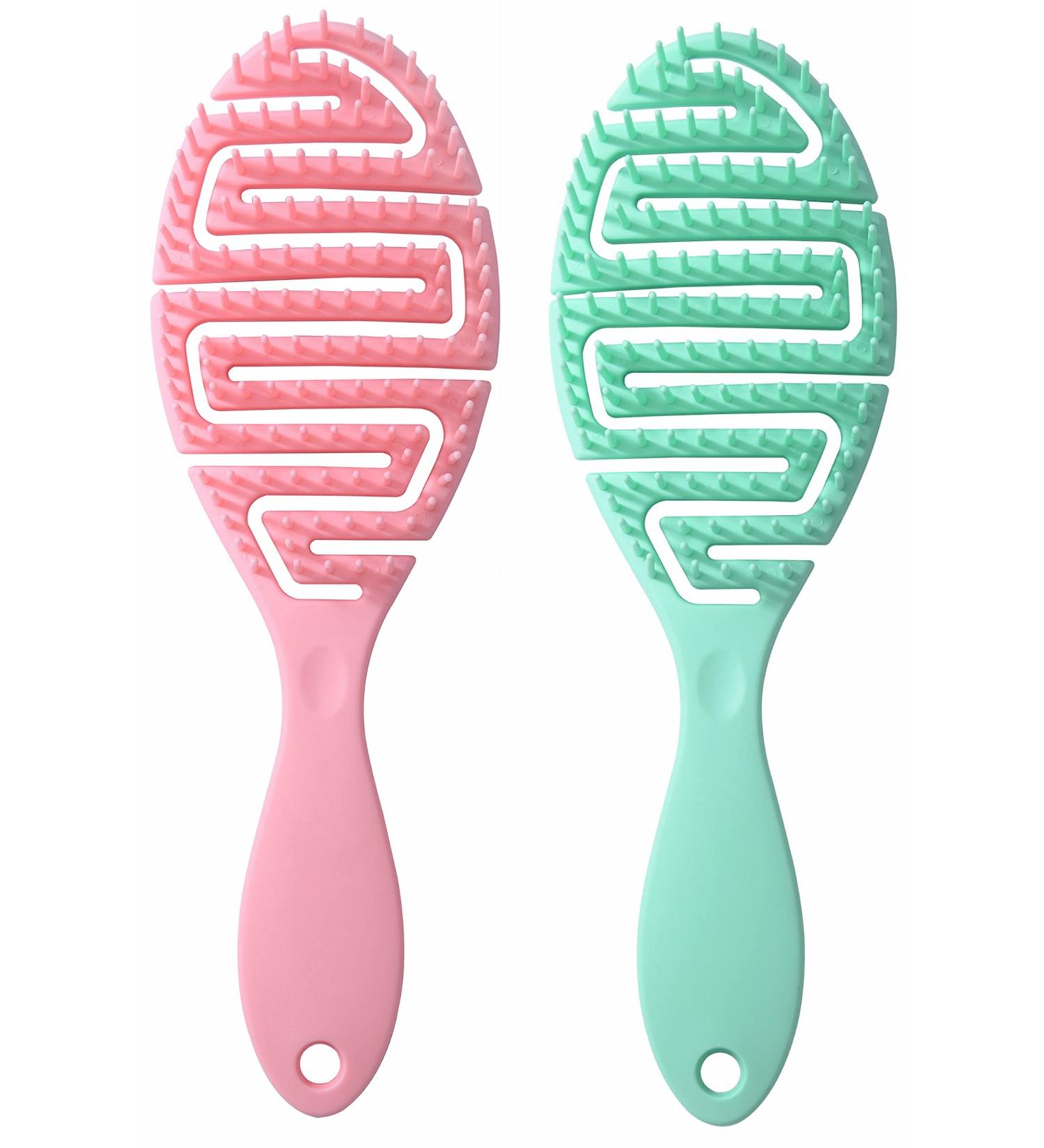 2 Pack Professional Vent Hair Brush for Women - Quick Drying & Detangling Hairbrush for Wet/Dry Hair - Ideal for Curly, Thick, Long, Wavy, and Damaged Hair - Faster Blow Drying - Pink Powder Blue - Buy Online on GoSupps.com