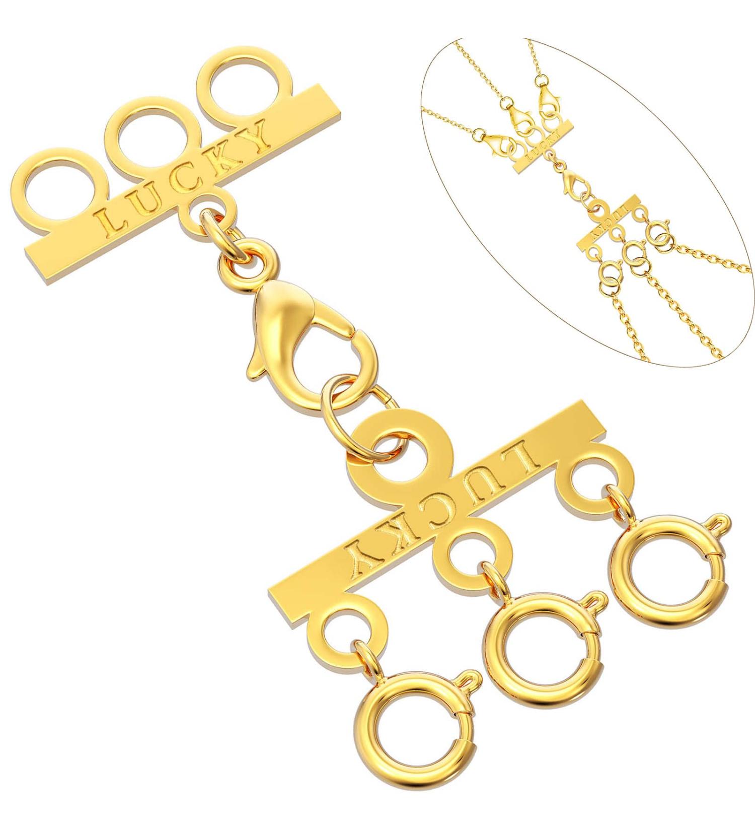 Dailyacc Lucky Necklace Layering Clasp - 18K Gold & Silver Multi Strand with Lobster Clasps - 3 Strand Gold Accent - Buy Online on GoSupps.com