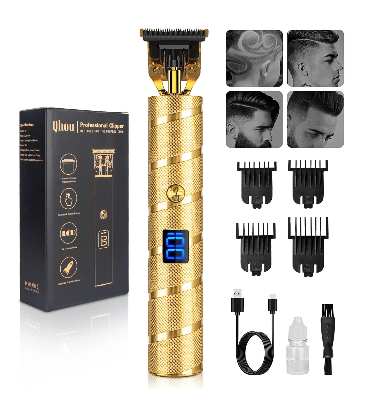 Qhou Upgraded T Outline Clippers for Men - Cordless Electric Hair Trimmer Kit with LED Display - Buy Online on GoSupps.com