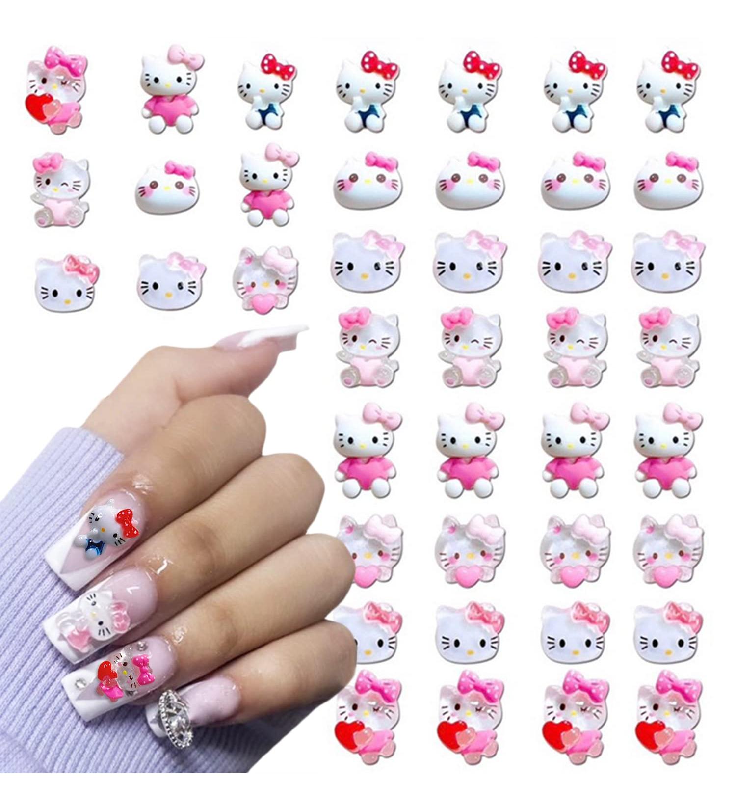 Hello Kitty Nail Charms - 3D Kawaii Cat Design Rhinestones for DIY Nail Art & Phone Case Decoration - Buy Online on GoSupps.com