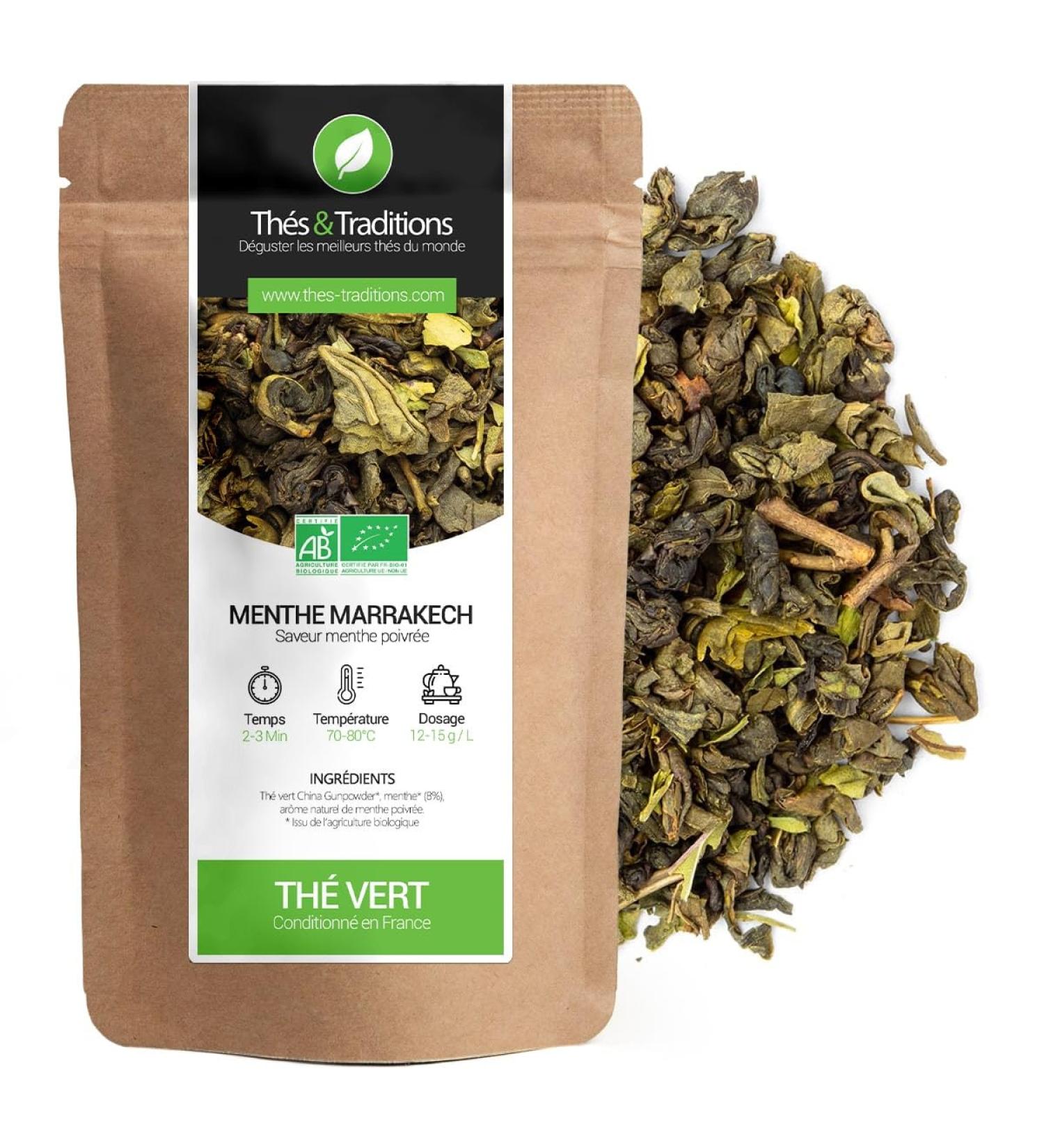  Th s & Traditions Teas & Traditions - Organic Mint Green Tea Spirit - Marrakech | 100g - Buy Online on GoSupps.com