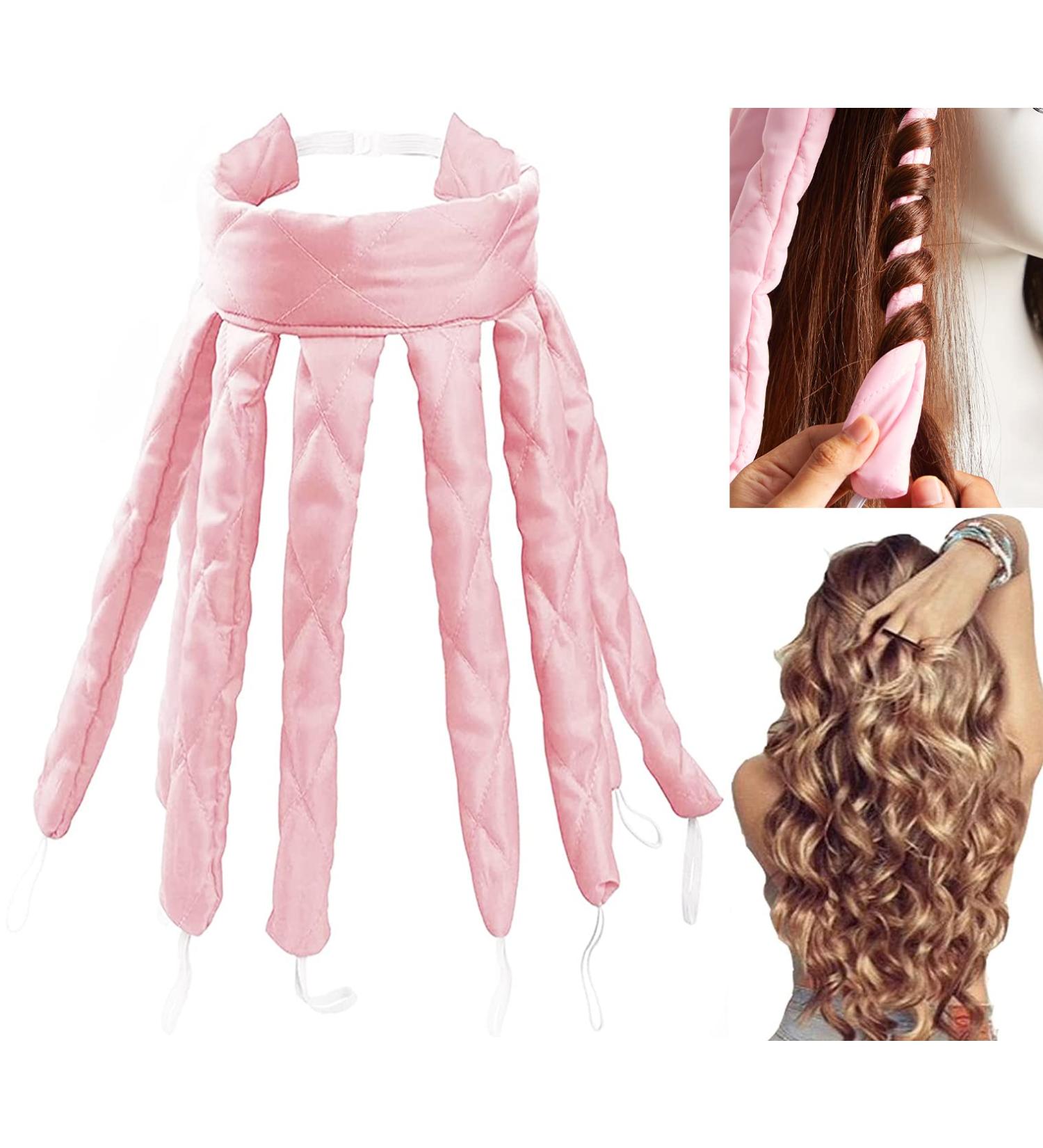 Heatless Curlers Headband - Octopus Hair Curler for Long & Medium Hair | Silk Band Lure Locks Without Heat - Pink | Perfect Hair Styling Tool for Women & Girls - Buy Online on GoSupps.com