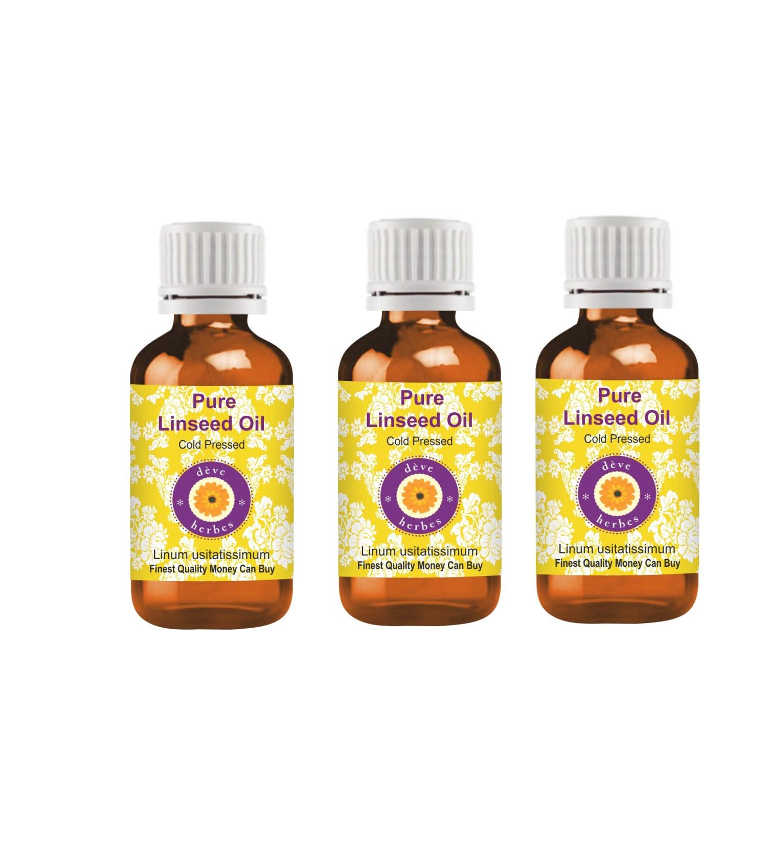 d ve herbes Pure Linseed Oil (Linum usitatissimum) Cold Pressed (Pack of three) 100ml X 3 (10 oz) - Buy Online on GoSupps.com