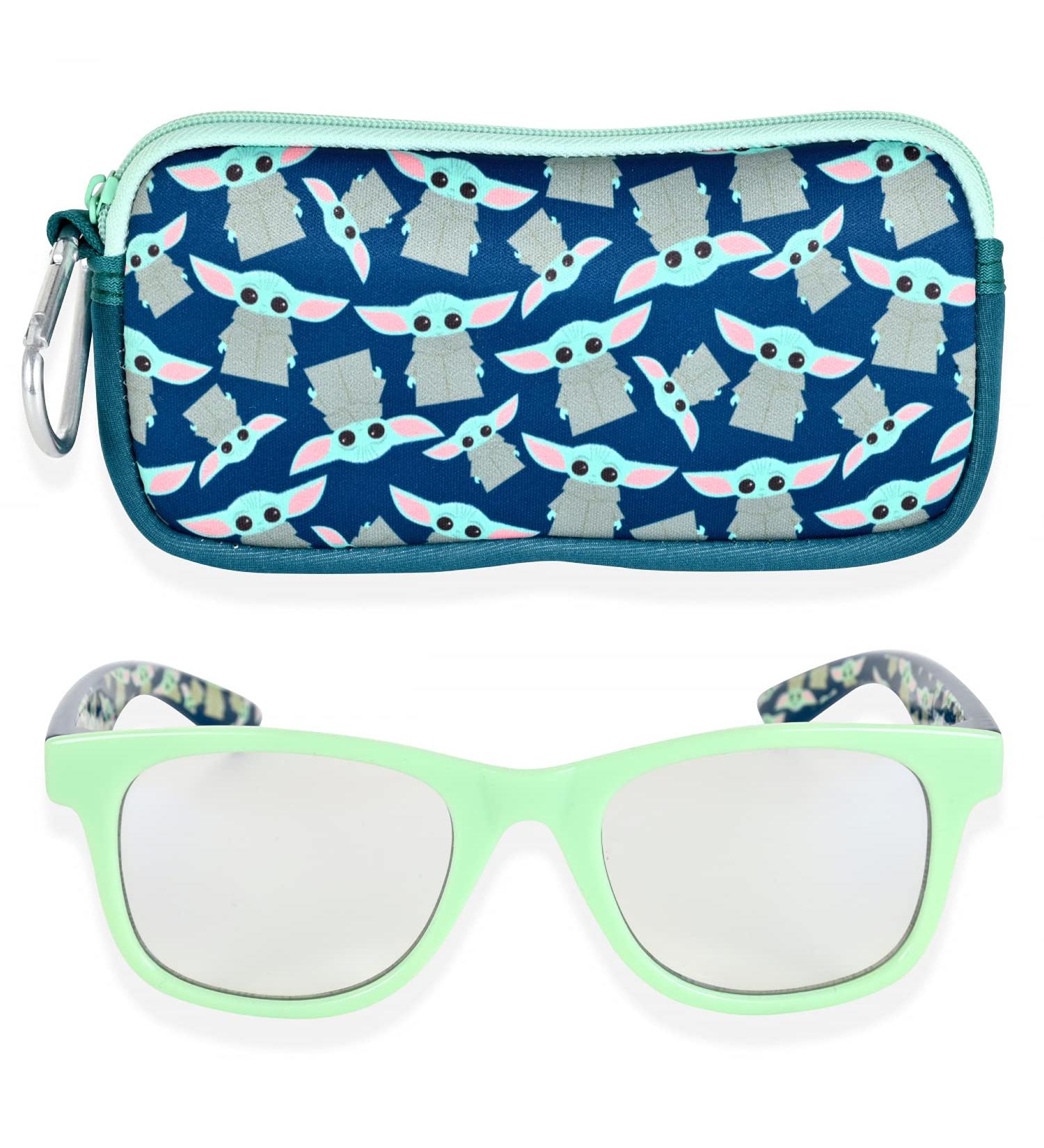STAR WARS Baby Yoda Light Blocking Glasses for Kids | Computer Gaming Eyewear (Ages 2-10) with Protective Case - Small Green/Blue - Buy Online on GoSupps.com