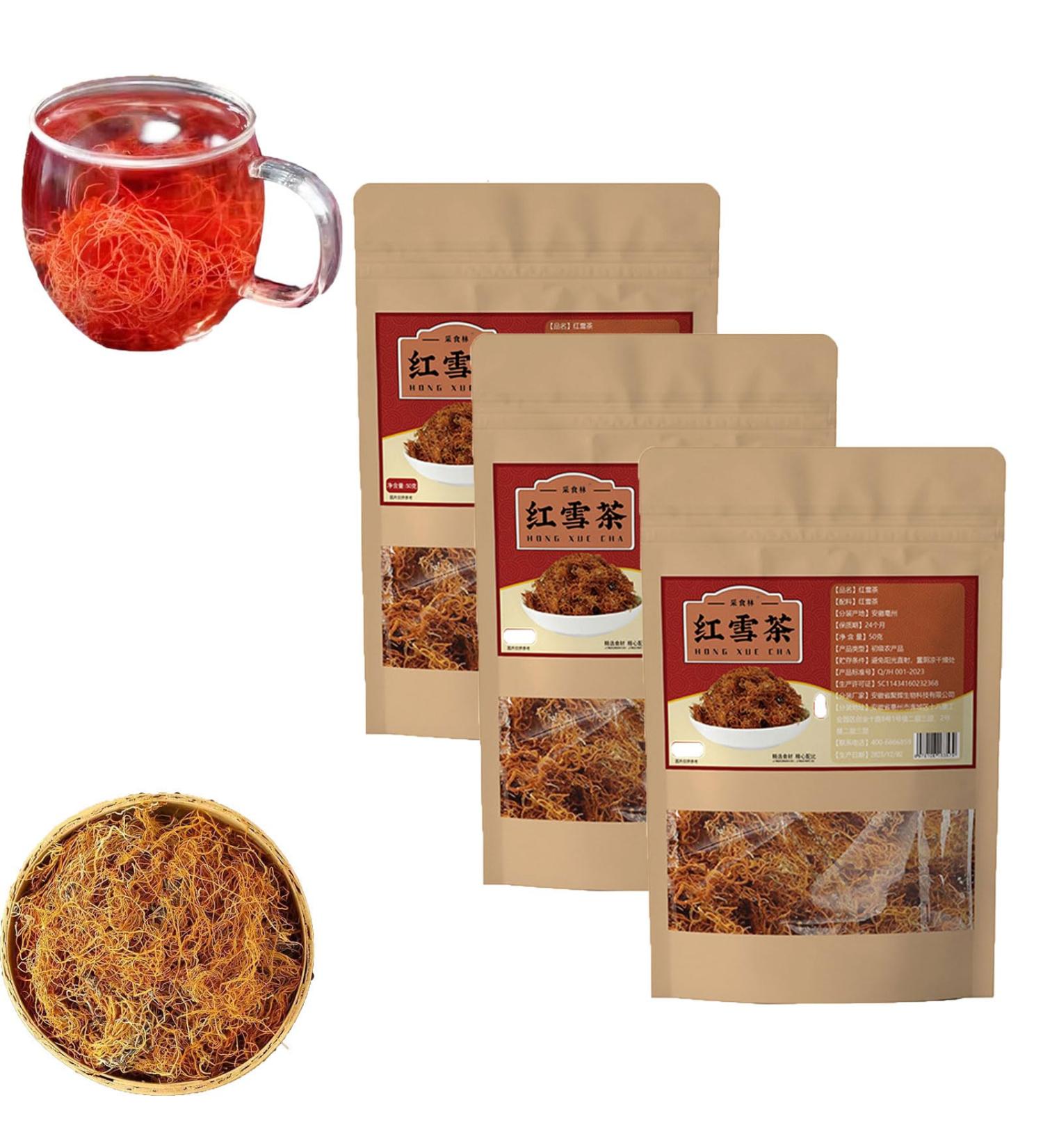 Golden Silk Red Snow Tea Handpicked Tibetan Plateau Red Snow Tea Natural Red Snow Tea 50g/Bag (3 Pcs) - Buy Online on GoSupps.com