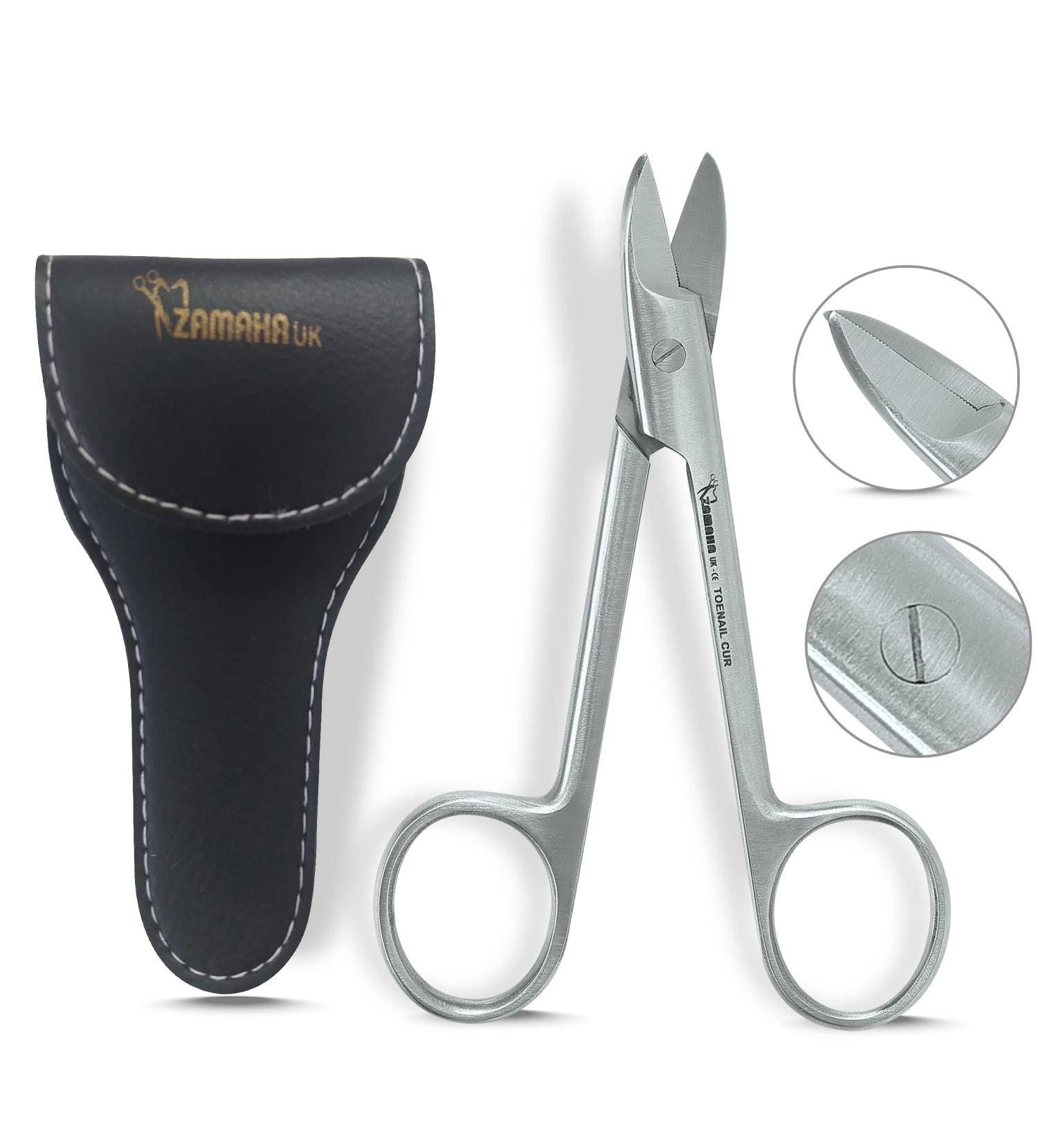 ZAMAHA UK 1 Pcs Stainless Steel Nail Scissors Cutting & Trimming Toenail Scissor for Men & Women Manicure & Pedicure Shares for Thick Nails & Cuticle with Leather Pouch - Buy Online on GoSupps.com