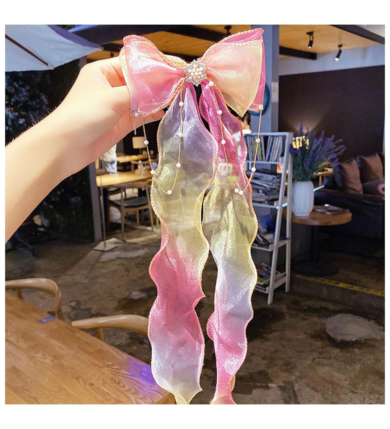 Hair Clips Cute colorful chiffon bow ribbon hairpin sweet hair accessories headband hairpin Blue Hair Clips (Size : 4) - Buy Online on GoSupps.com