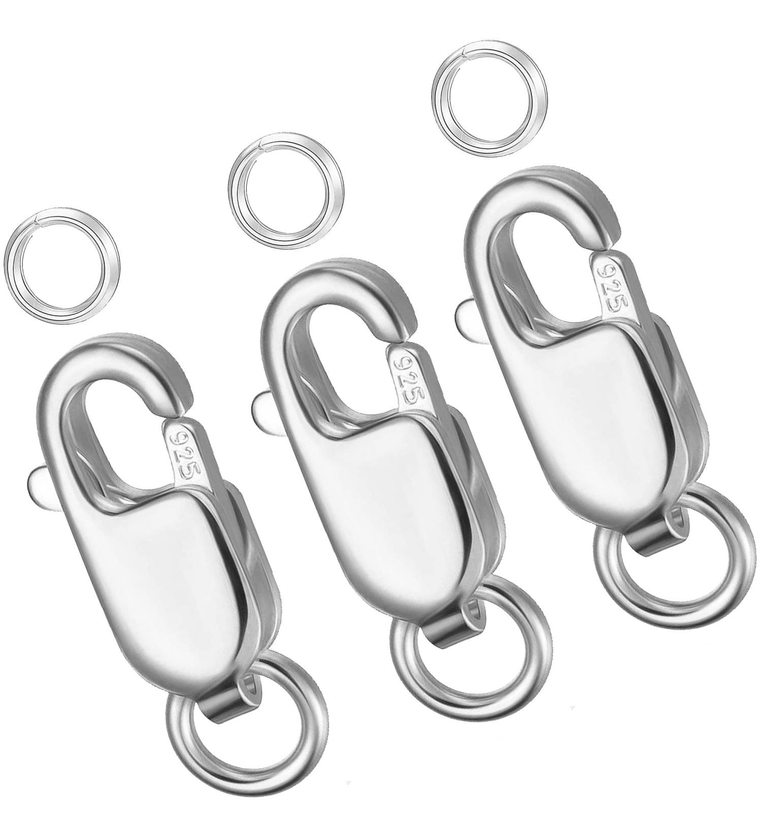 925 Sterling Silver Lobster Claw Clasp with Jump Rings - 10mmx4mm - 3 Pack - Made in Italy - Buy Online on GoSupps.com