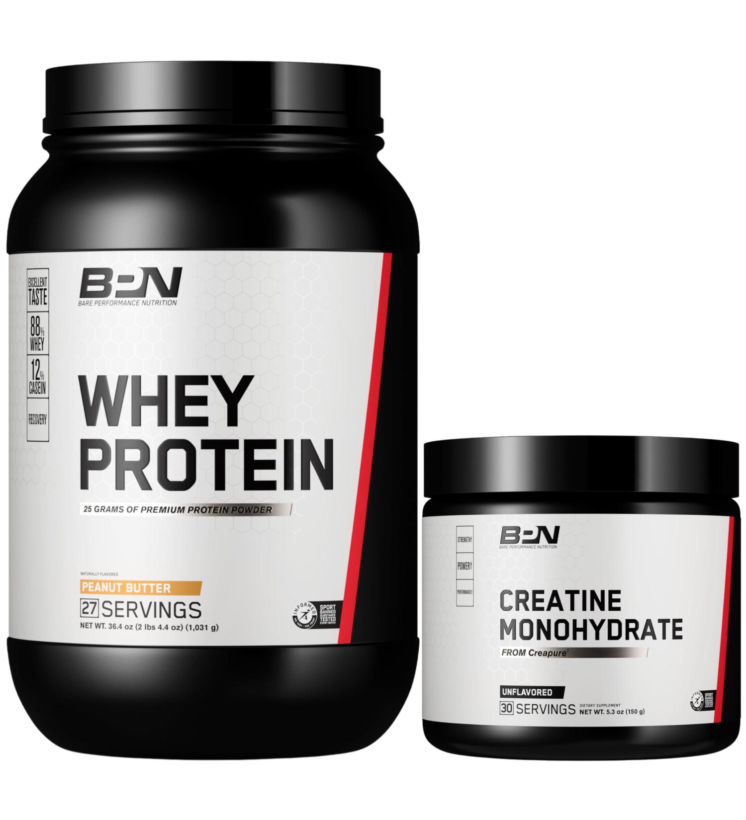 BARE PERFORMANCE NUTRITION BPN Whey Peanut Butter Protein + Creatine 30 Serving Bundle - Buy Online on GoSupps.com