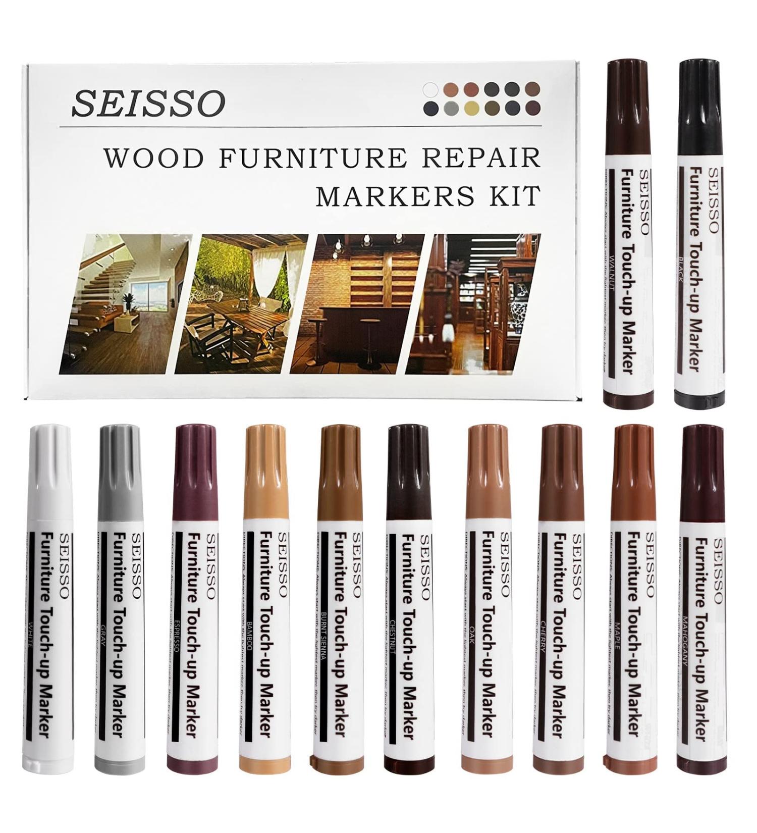 SEISSO Furniture Touch Up Markers  Wood Repair Kit for Furniture  12 Colors Wood Touch Up Markers for Scratches  New Upgrade Furniture Repair Kit - Restore Wooden Table  Cabinet  Floors  Door - Buy Online on GoSupps.com