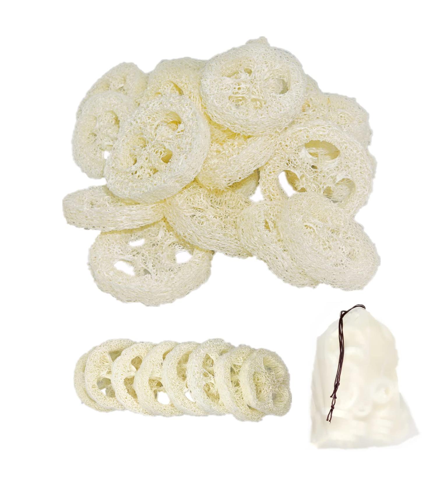 25Pcs Natural Loofah Slices - Reusable Scrubber and Soap Holder for Skin Care and Exfoliation (2In, Pack of 25) - Buy Online on GoSupps.com