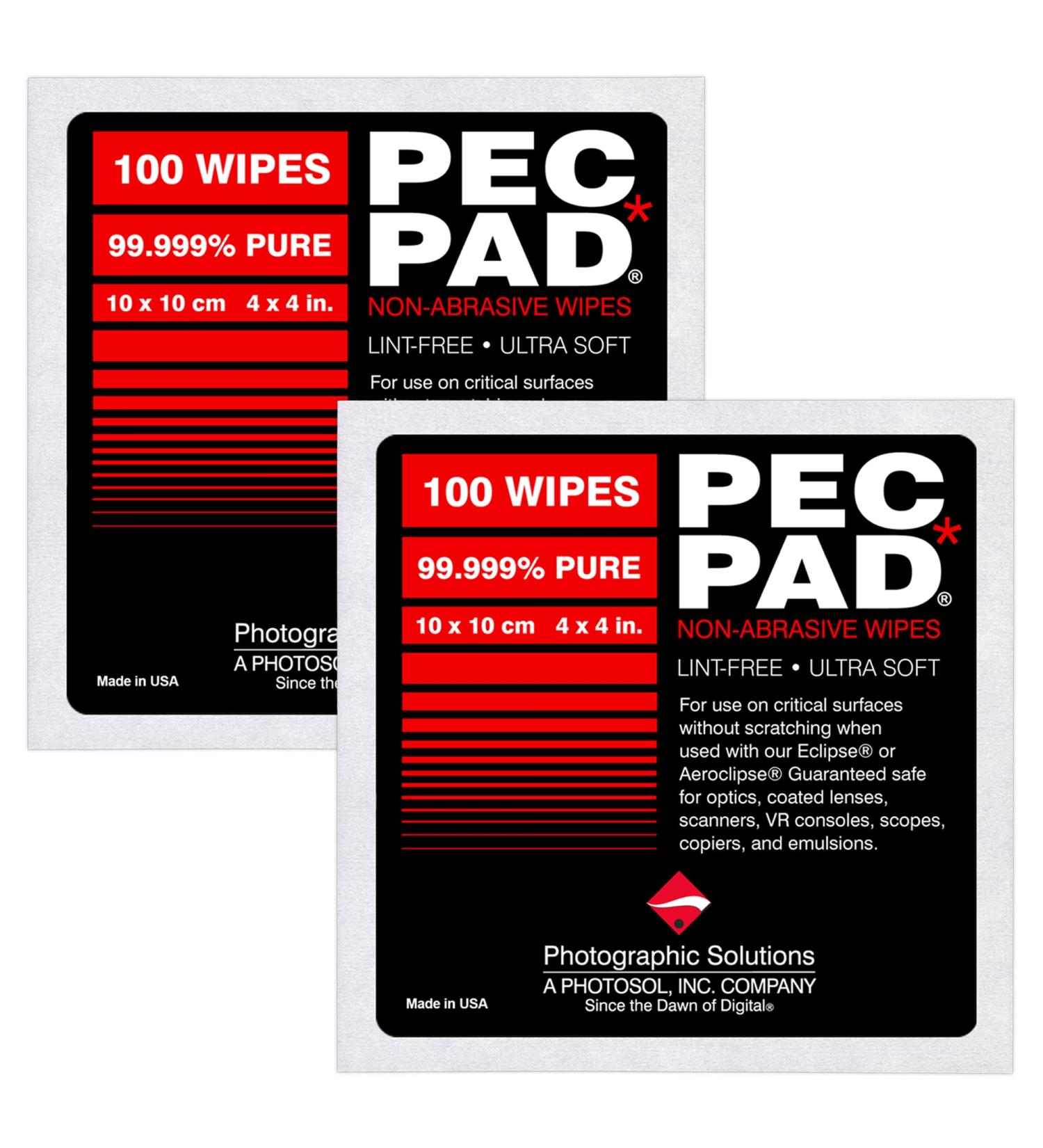 PEC-PAD Lint Free Wipes 4x4 | Non-Abrasive Ultra Soft Cloth for Camera Lens & Sensitive Surfaces | 100 Sheets Per Pack - 2 Pack - Buy Online on GoSupps.com