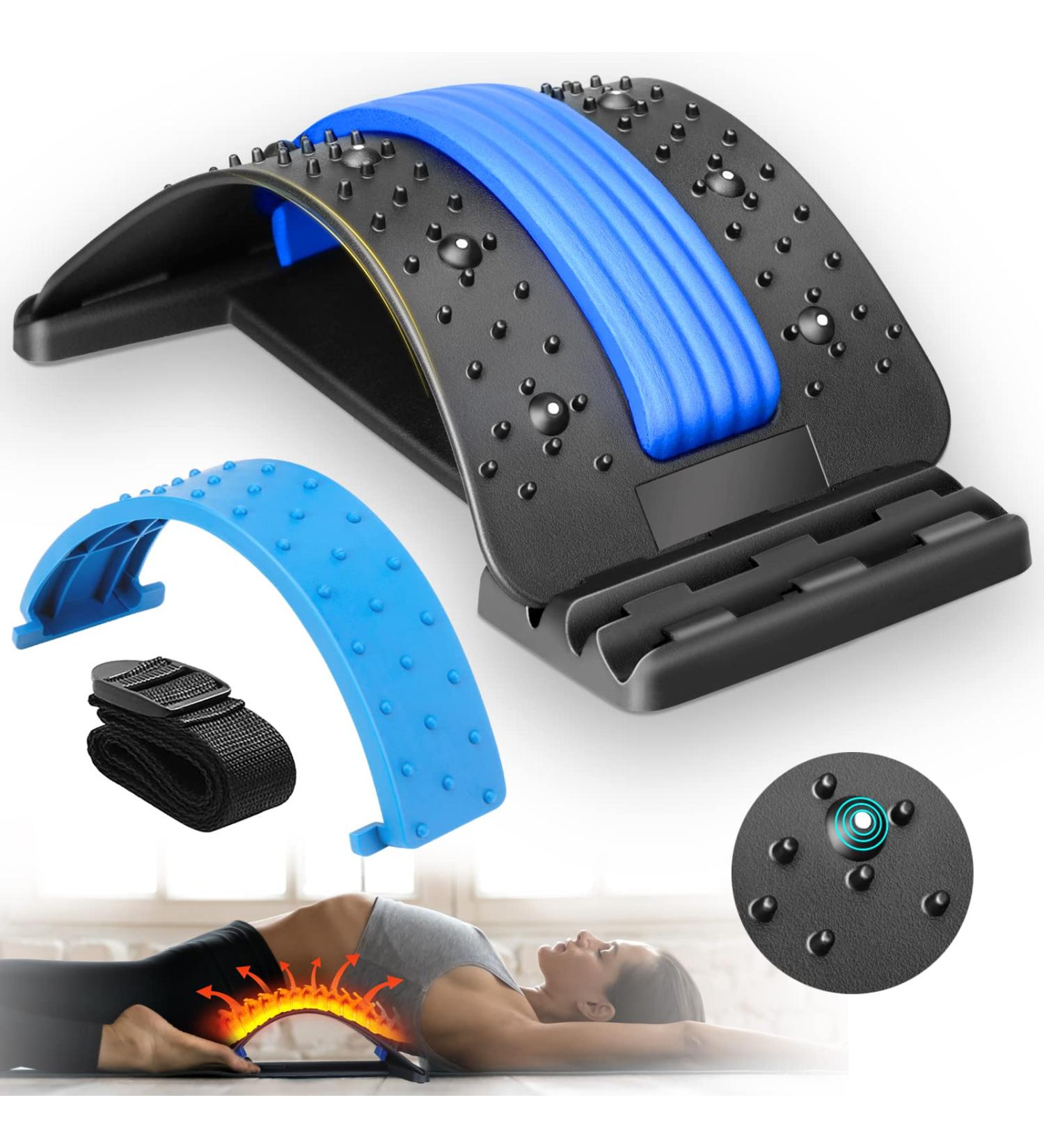 Adjustable Lower Back Stretcher for Pain Relief - Cimoany Back Cracker with Magnet, Multi-Level Support for Scoliosis, Herniated Disc, Sciatica - Black - Buy Online on GoSupps.com
