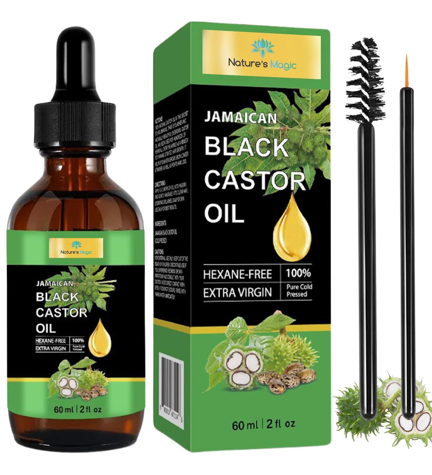 Nature's Magic Jamaican Black Castor Oil - Cold Pressed Unrefined Oil for Hair Growth Skin & Nails | Nourish Scalp & Stimulate Growth Globally - Buy Online on GoSupps.com
