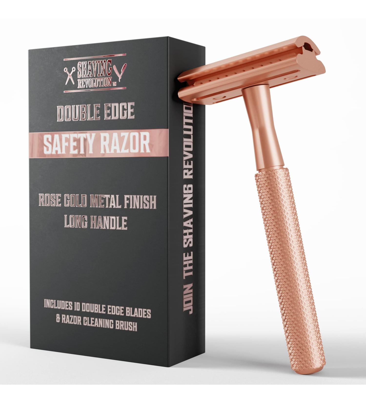 Viking Revolution Rose Gold Double Edge Safety Razor for Women - Stainless Steel Reusable Razor with 10 Blades - Buy Online on GoSupps.com