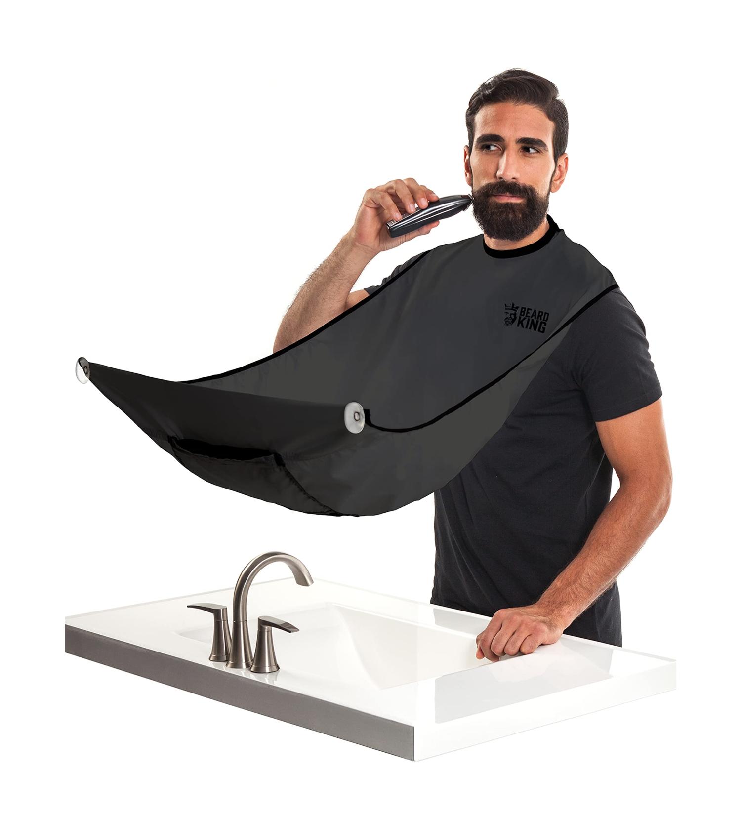 BEARD KING - The Official Beard Bib - Hair Clippings Catcher & Grooming Cape Apron - As Seen on Shark Tank - Black (Lite Version) Lite Black - Buy Online on GoSupps.com