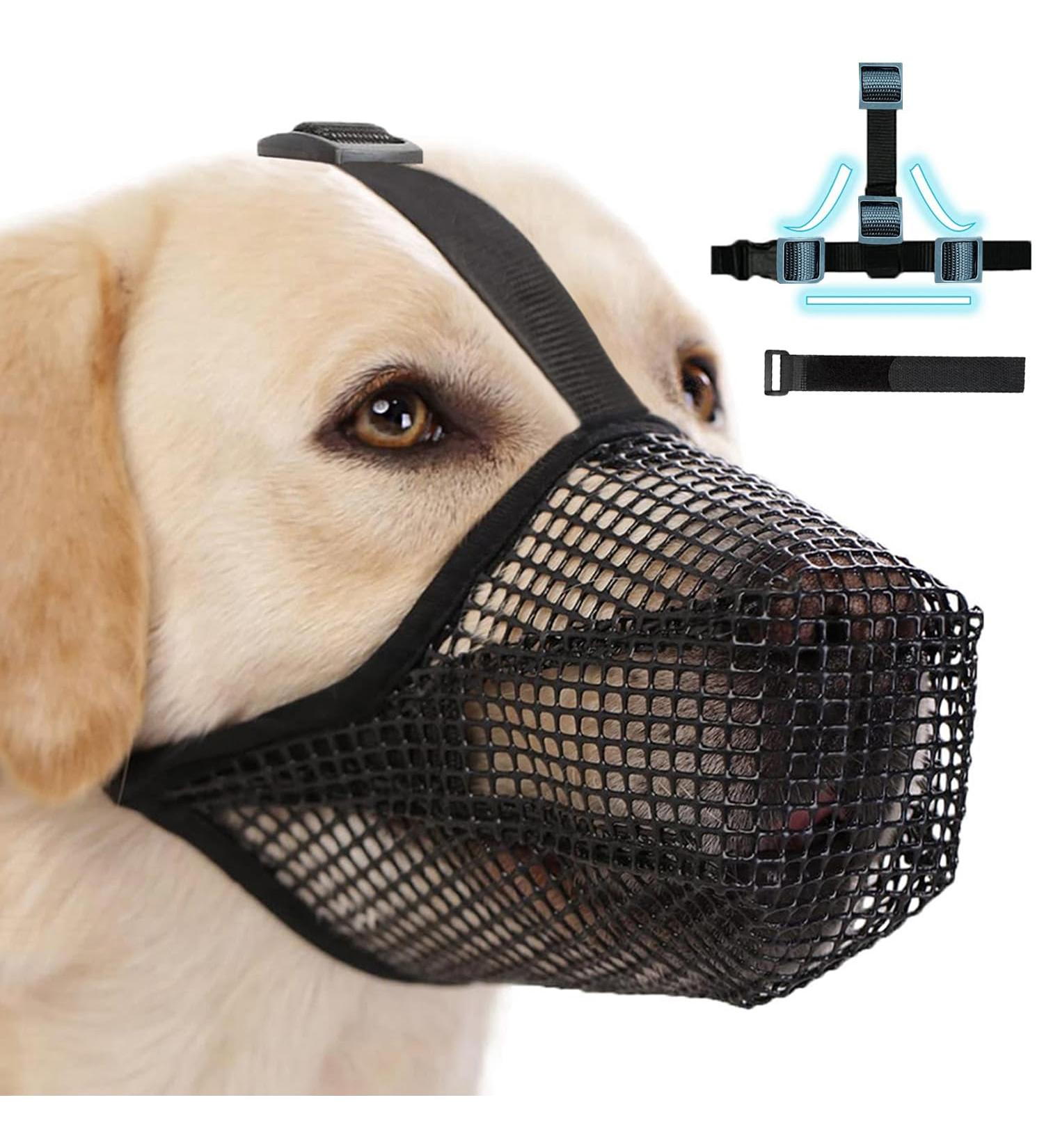 Breathable Dog Muzzle with Velcro Straps - Small Size for Training, Biting, Chewing Control - Pet Mouth Guard Cover for Large Dogs - Buy Online on GoSupps.com