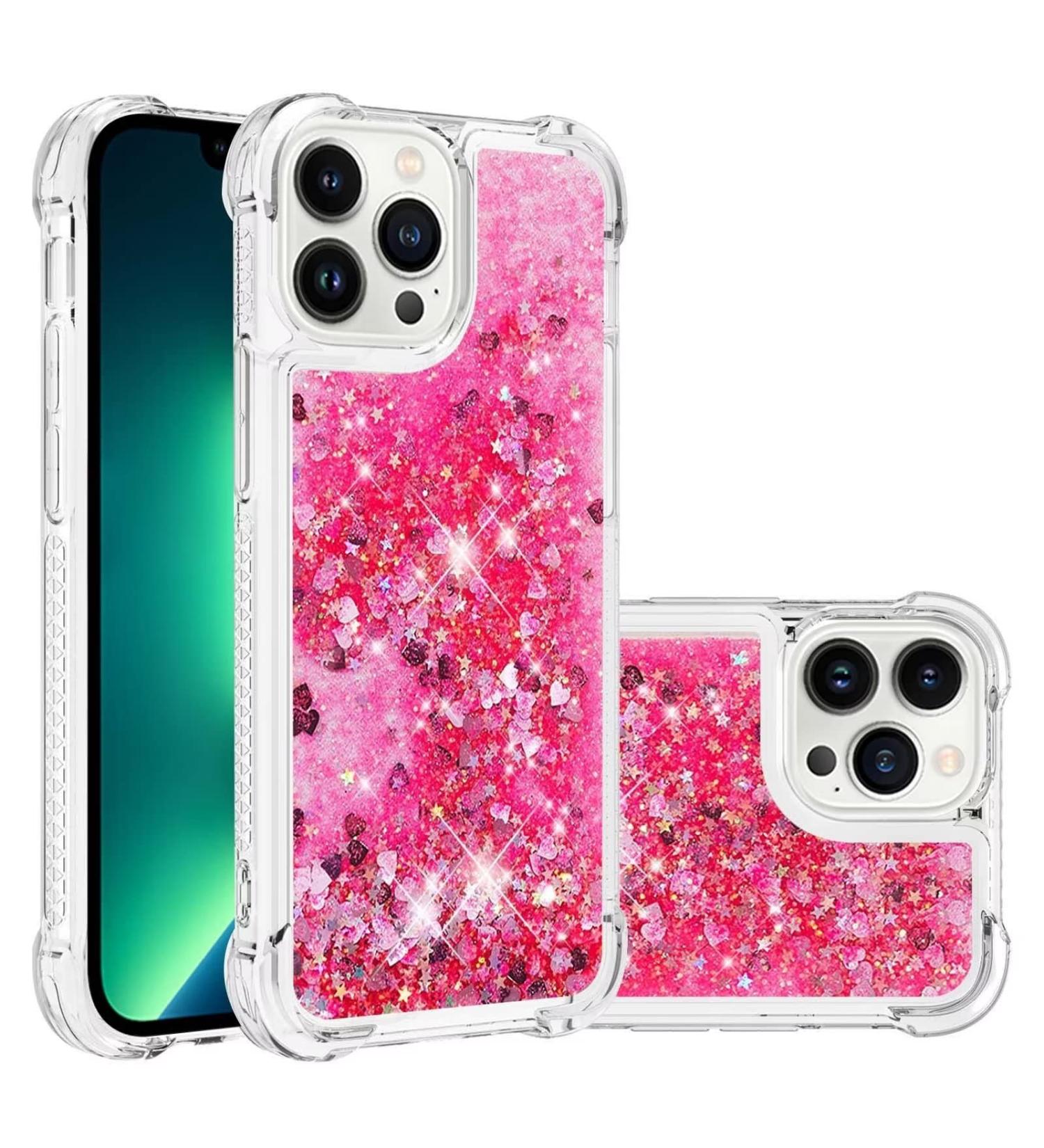 Tivenfezk Nadoli Glitter Drive Sand Shell for iPhone 15 Pro Max - Shockproof TPU Bumper Case Liquid Quicksand Design Transparent Pink Protective Cover - Buy Online on GoSupps.com