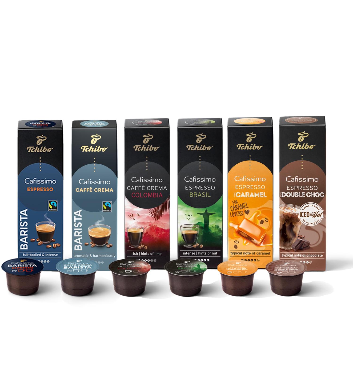 Tchibo Cafissimo Tasting Premium Edition - 60 Sustainable & Fair Trade Coffee Capsules (Caff Crema & Espresso) - International Shipping Available - Buy Online on GoSupps.com