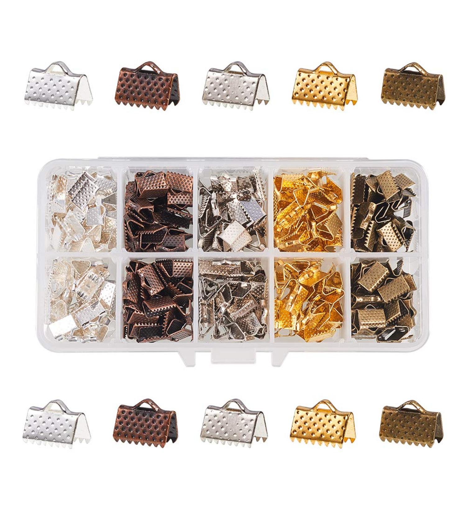 PandaHall 400PCS 5 Color Iron Ribbon Ends for Jewelry Making - 10x7mm - Buy Online on GoSupps.com