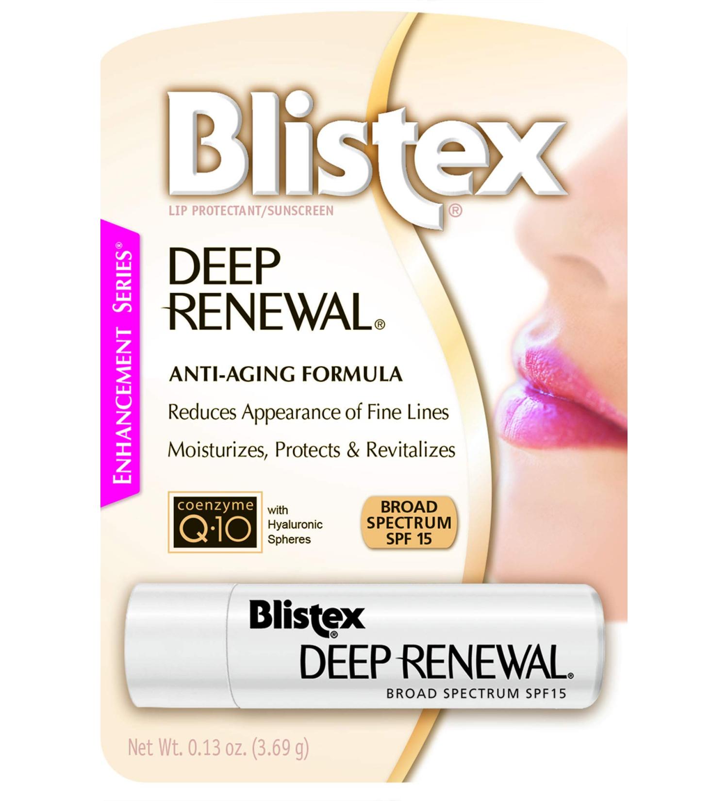 Blistex Lip Protectant Sunscreen Deep Renewal Anti-Aging Formula 0.13 Ounce (3.69g) ( Value Pack of 4)