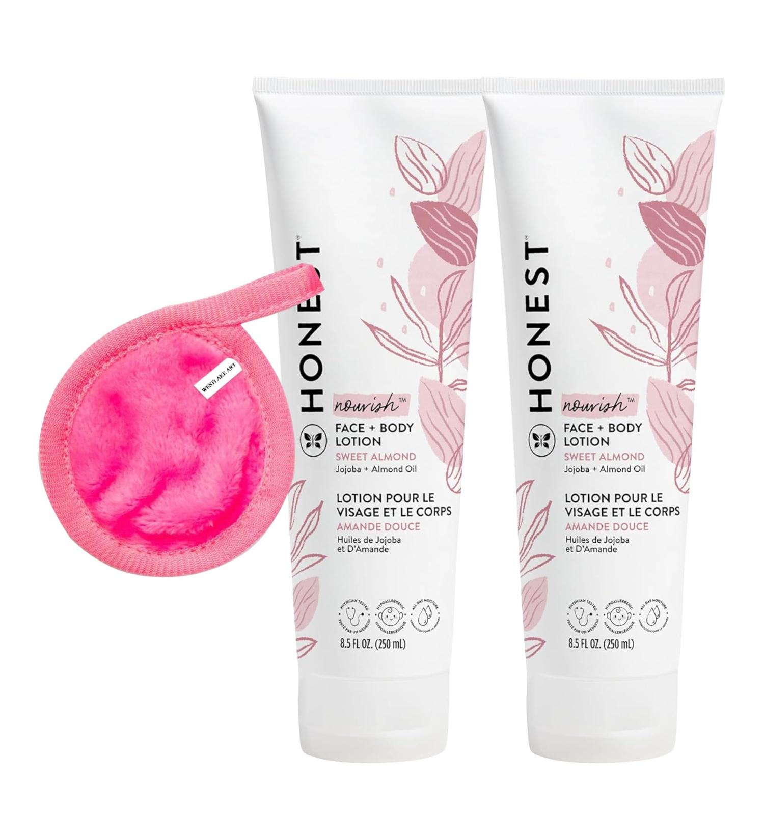 Buy The Honest Company Sweet Almond Lotion 8.5 Oz - Fast-Absorbing Body Lotion & Makeup Cleansing Cloth - Sensitive Skin Moisturizer Pack of 2 | International Shipping Available - Buy Online on GoSupps.com