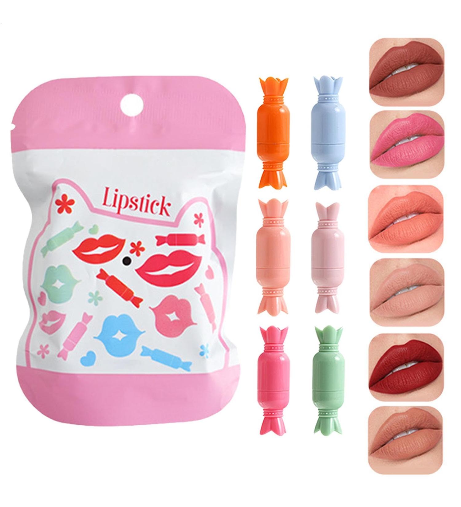 Sghtil Set of Cute Lipsticks Makeup Pills 6 x Durable Velvet Lip Gloss Set Candy Lip Gloss Pills - Buy Online on GoSupps.com