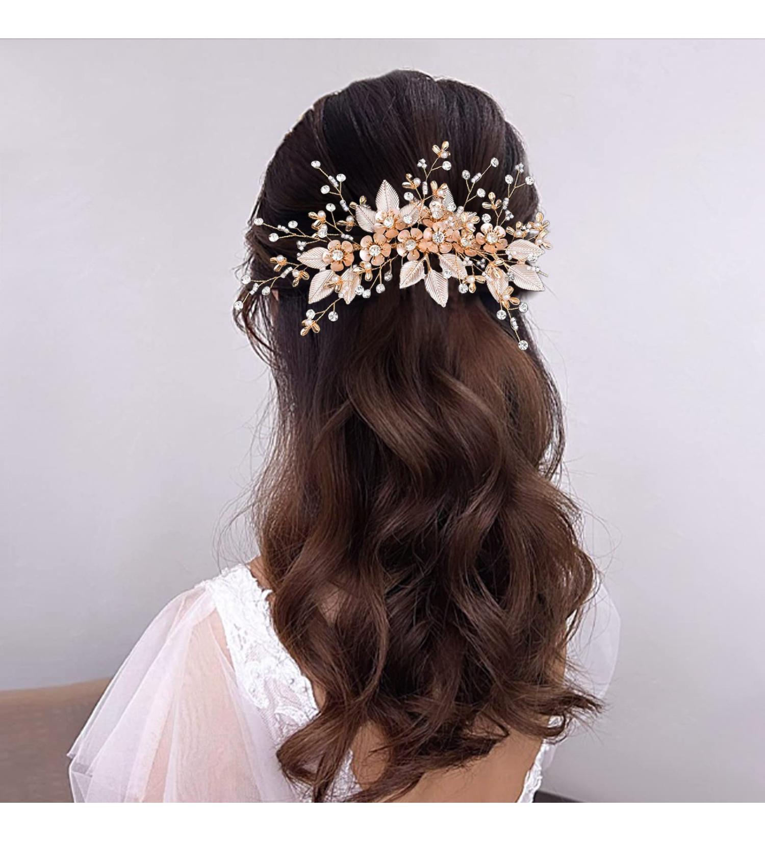 GAODESI Wedding Hair Comb Bridal Flower Leaf Hair Accessory for Women