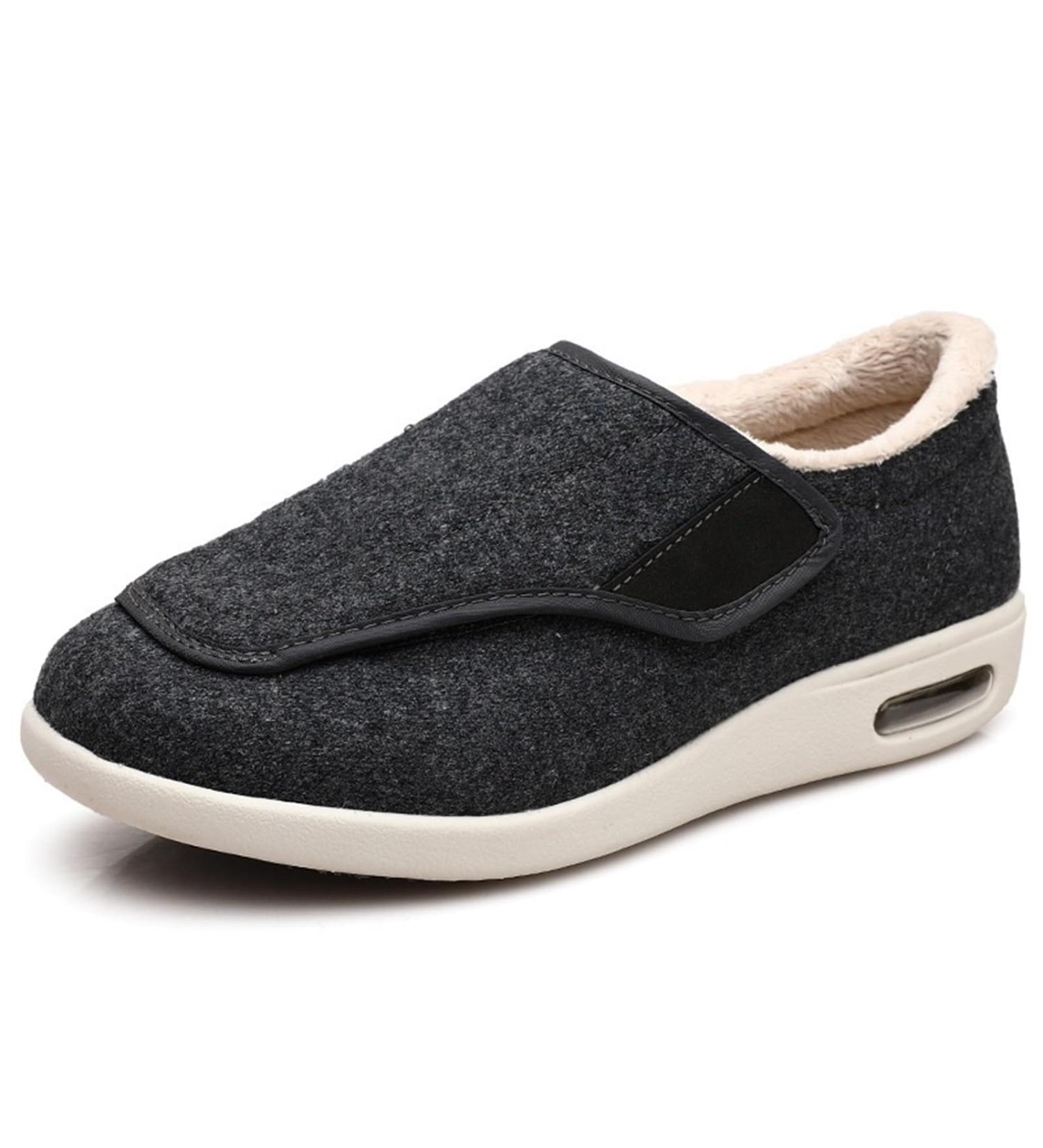 Winter Fleece Orthopedic Diabetic Walking Shoes for Women | Wide Width Adjustable Sneakers for Swollen Feet & Arthritis - Size 8.5 Gris - Buy Online on GoSupps.com