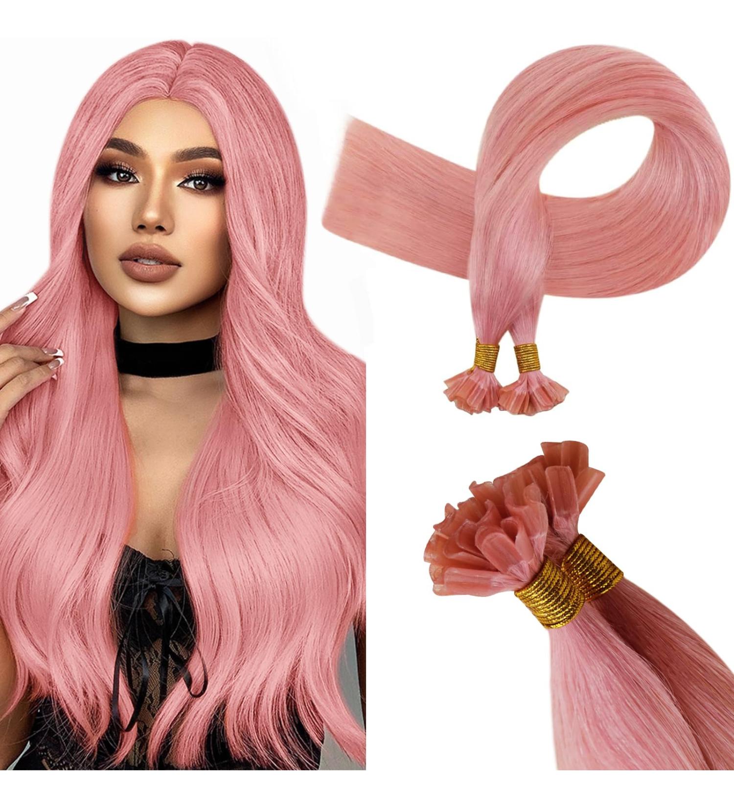 Runature 55cm Pink U Tip Hair Extensions - 25 Strand Real Hair Bonding for Hair Recovery - 22 Inch 25g - Buy Online on GoSupps.com
