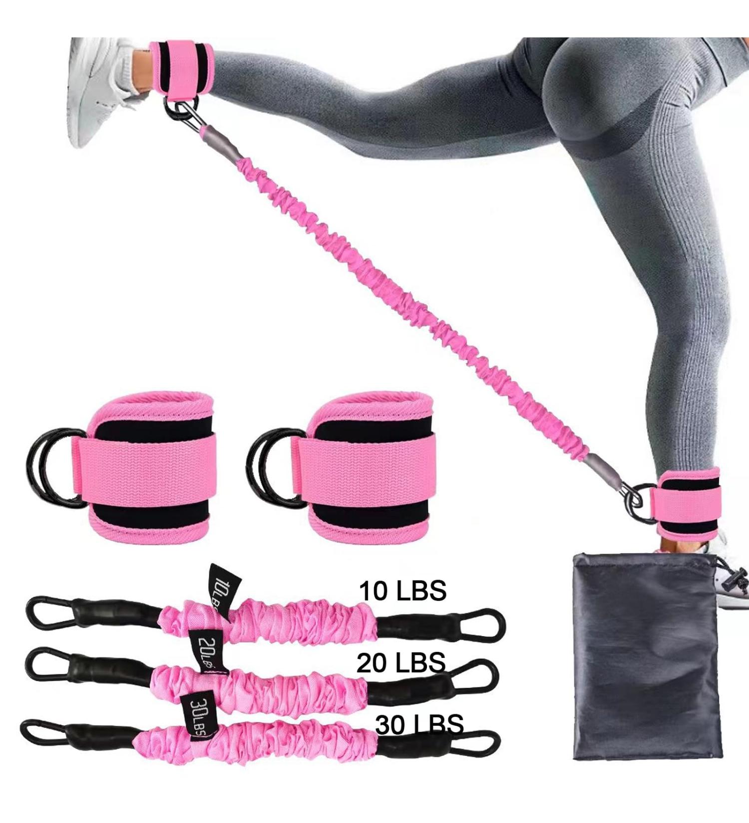 Ankle Resistance Bands with Cuffs Set 60lbs Three Different Pound Resistance Bands for Kickbacks Hip Fitness Training Exercise Bands for Butt Lift Women Pink - Buy Online on GoSupps.com