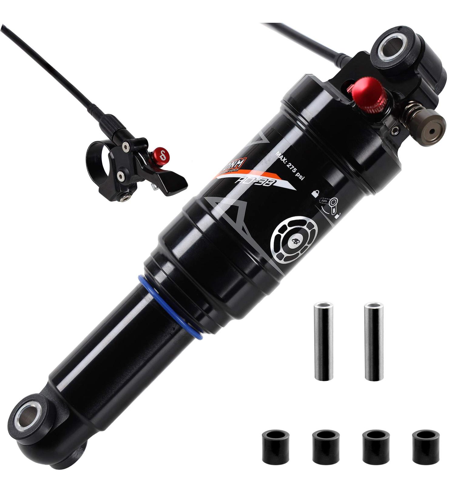 DNM Mountain Bike Rear Shock - Rebound, Adjustable Air Pressure, 200mm Length, 53mm Travel - Manual/Remote Lockout - Buy Online on GoSupps.com