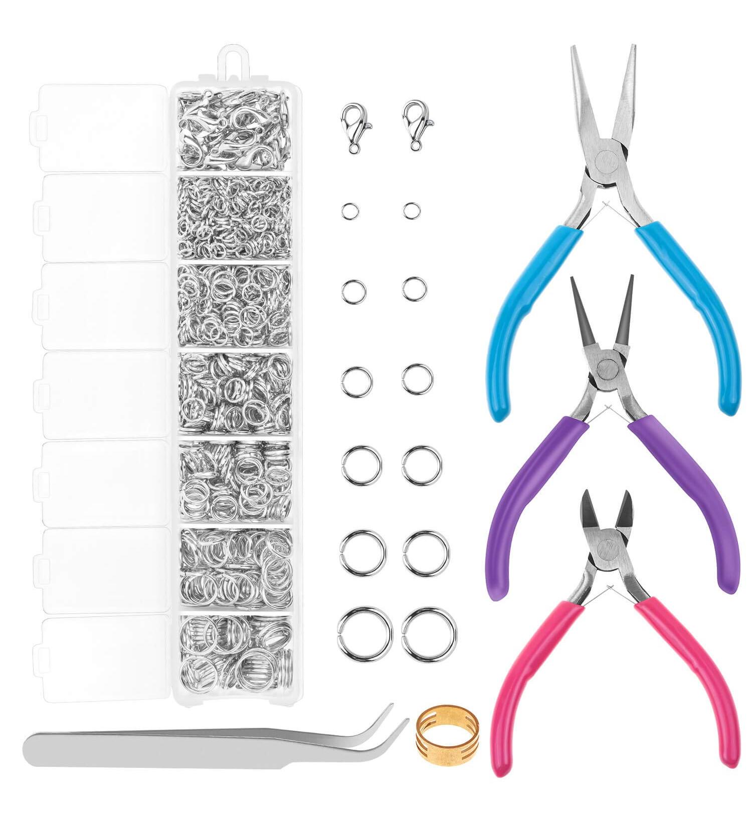 Cridoz Jewelry Repair Kit: 1520Pcs Silver Jump Rings & 3Pcs Pliers Set for Earrings, Necklaces, Rings, Bracelets | Jewelry Making Supplies - Buy Online on GoSupps.com