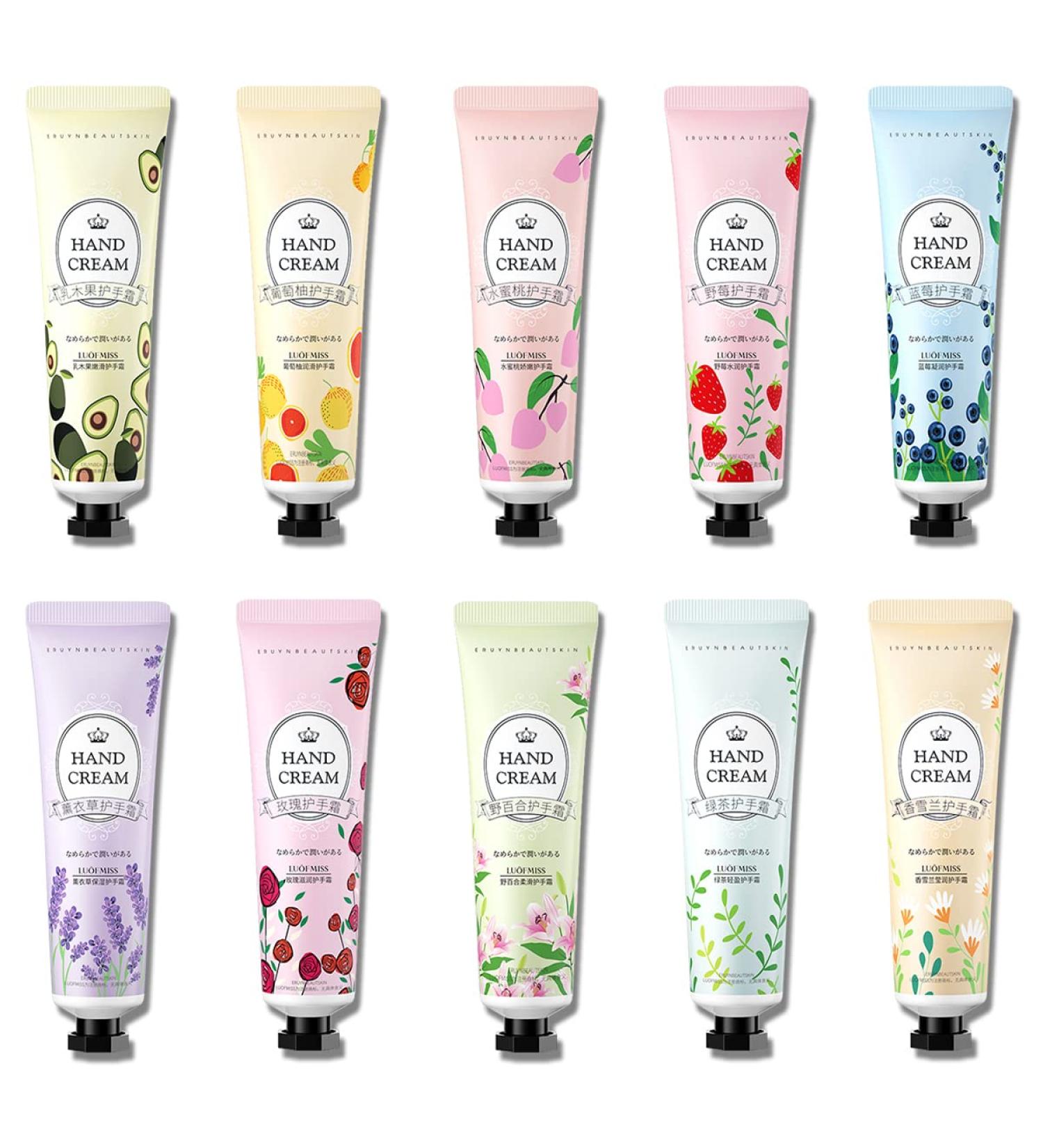 BeeYoYe 10 Pack Mini Hand Cream Set - Moisturizing Lotion for Dry Cracked Hands, Stocking Stuffers & Bulk Gifts - Travel Size Hand Care with Natural Plant Fruit Scents for Women - Buy Online on GoSupps.com