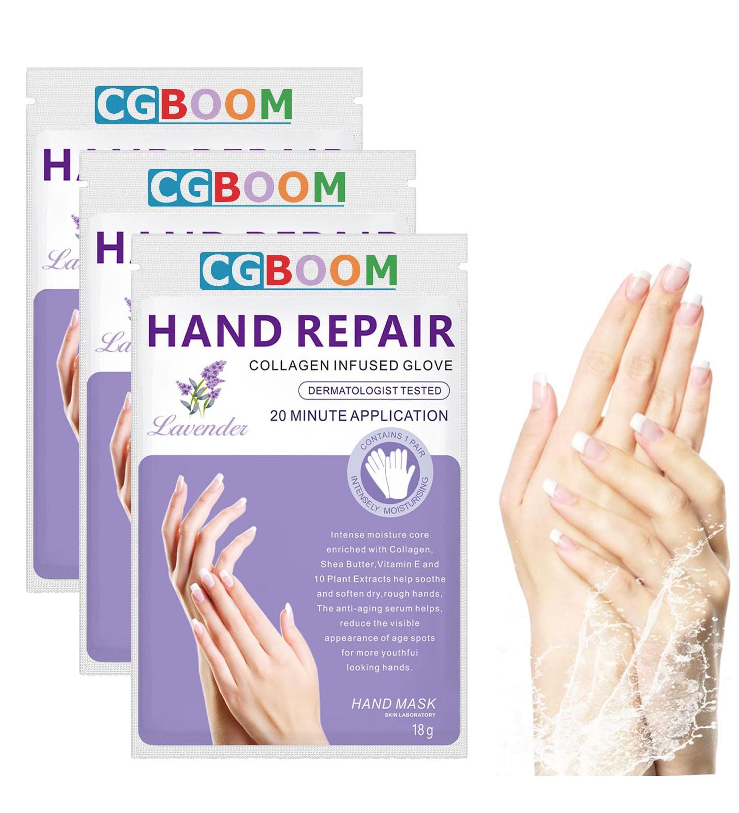 Lavender Hand Moisturizing Gloves - 3 Pairs | Hydrating and Anti-aging Hand Mask for Dry, Cracked Skin - Buy Online on GoSupps.com